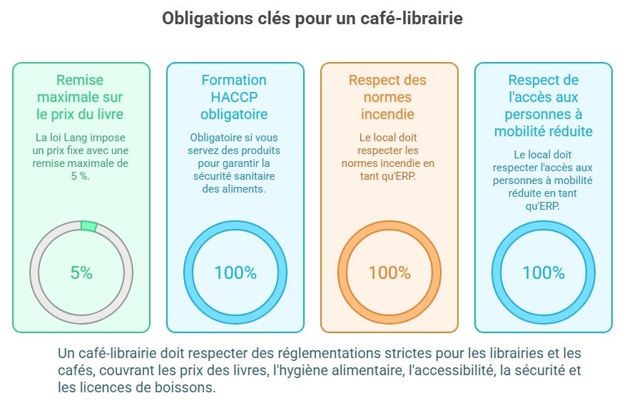 infographie obligations clés pour un café librairie