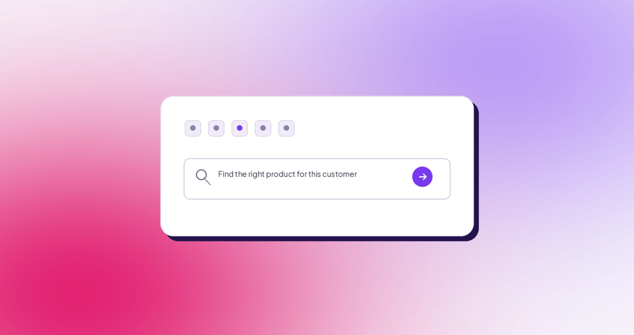 A shopping-agent query using connected product context to identify the right product