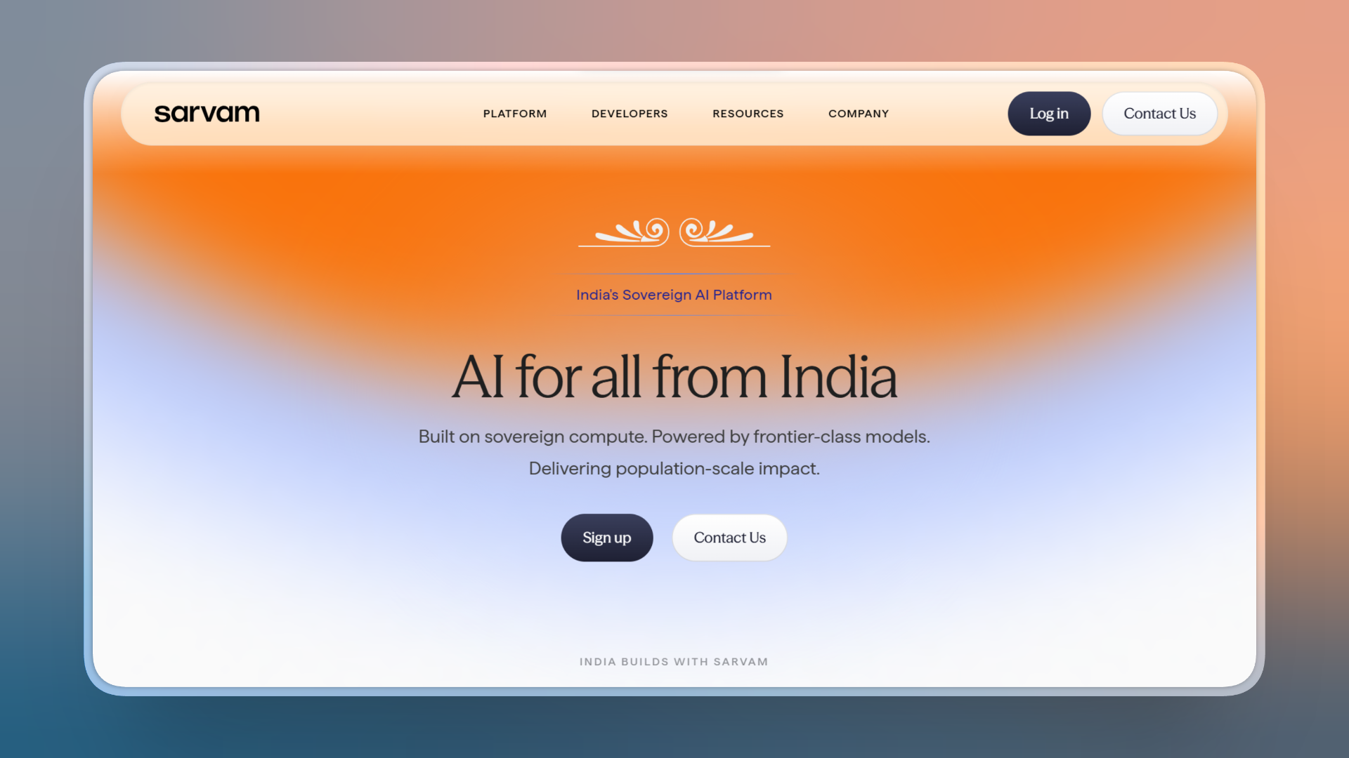 Sarvam Home Page