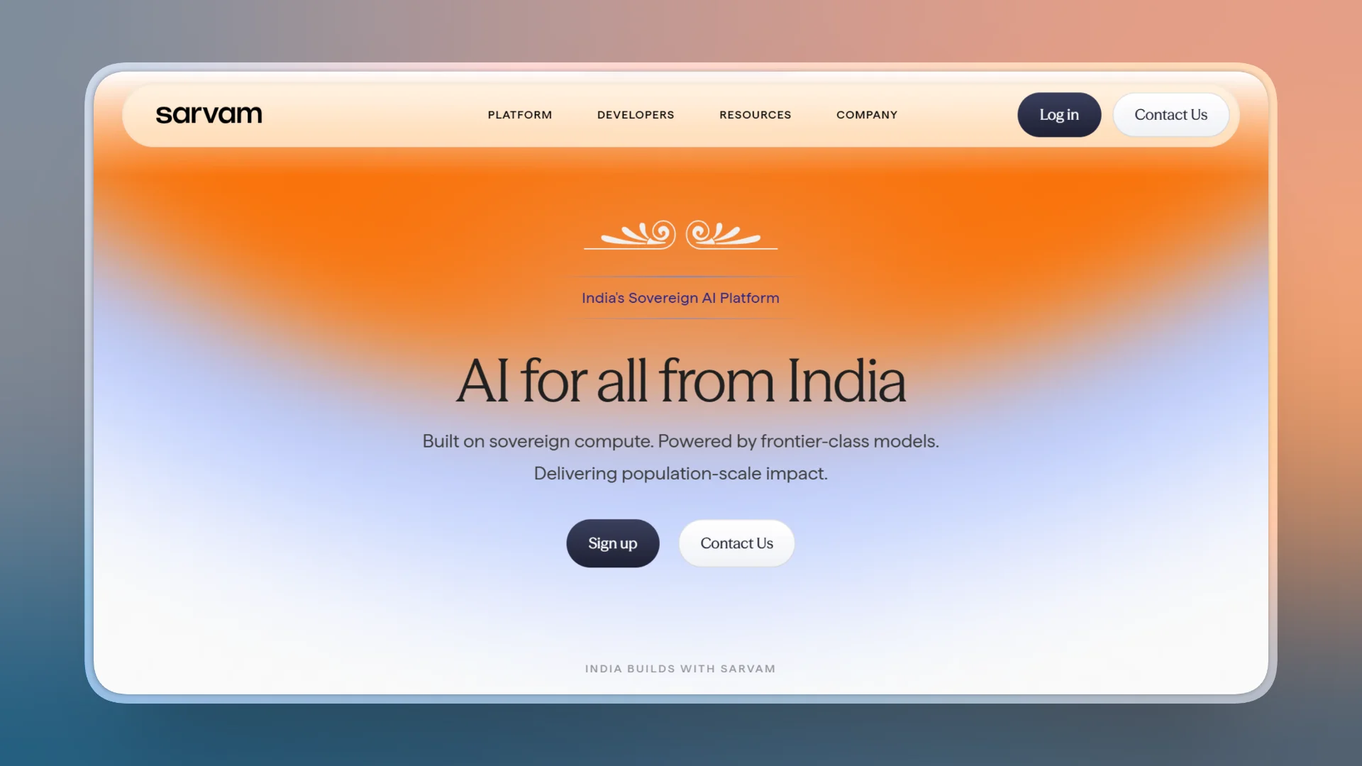 Sarvam Home Page