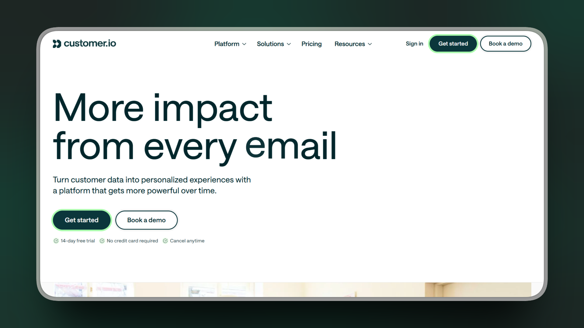 Customer io Home Page