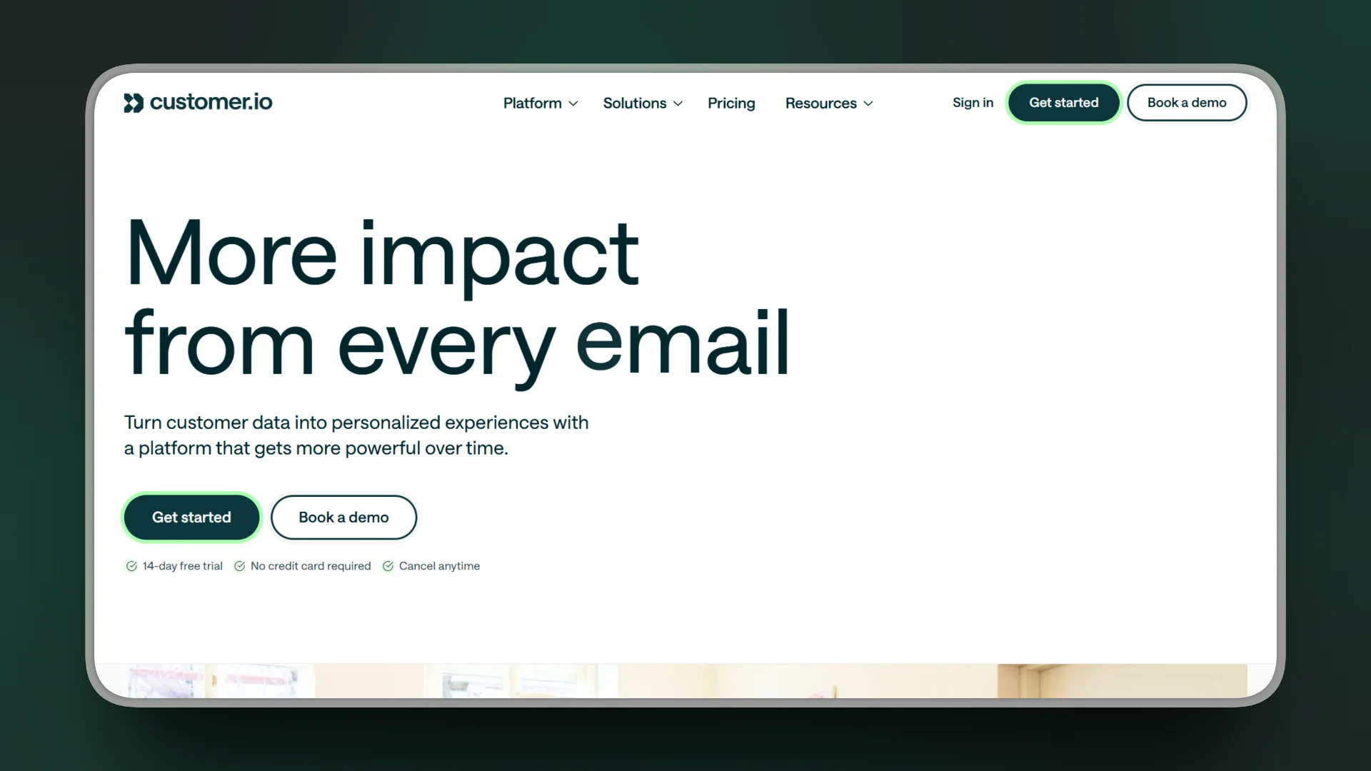 Customer io Home Page