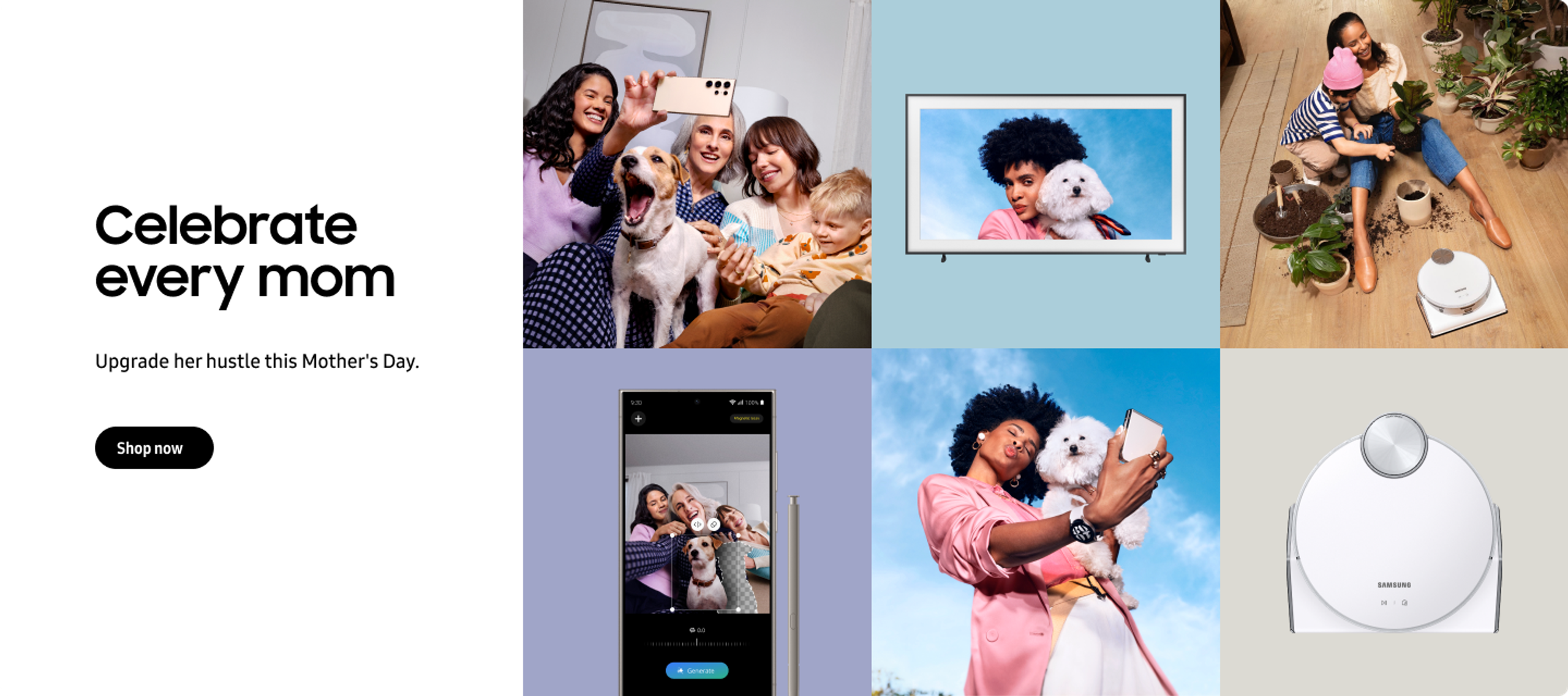 Samsung Mother's Day campaign overview with product lifestyle imagery grid