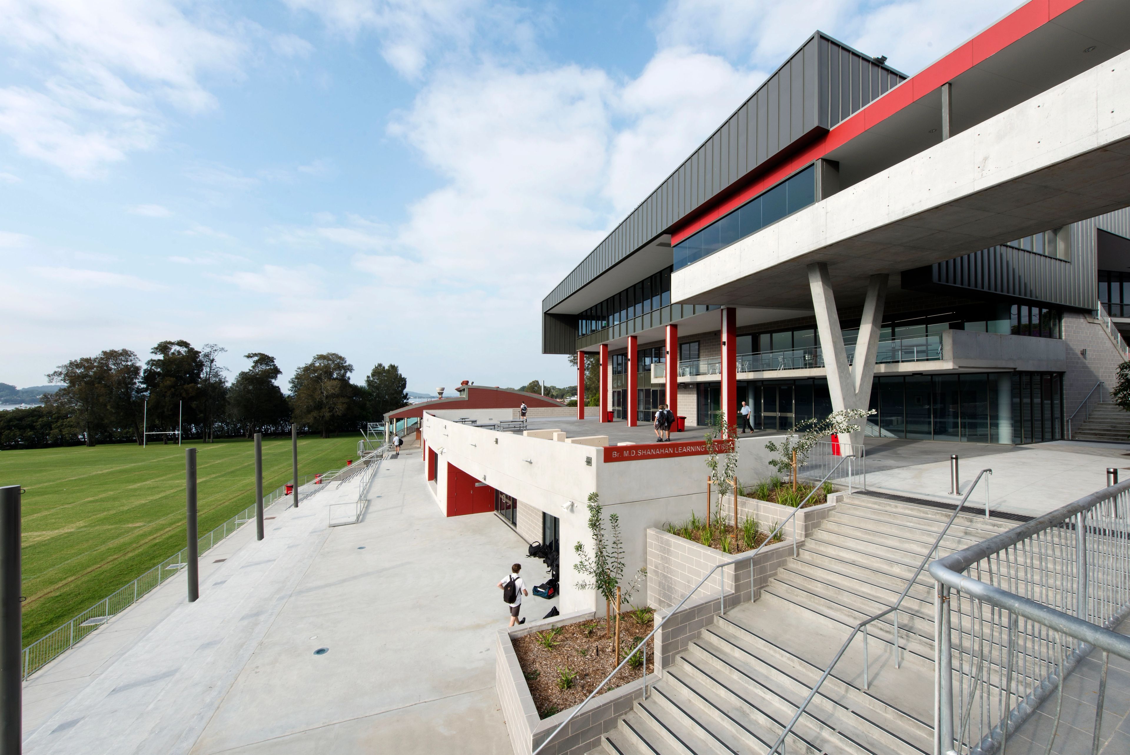 Brother Shanahan Learning Centre at St Edward's College overlooking the school oval, featuring contemporary learning spaces and outdoor connections.