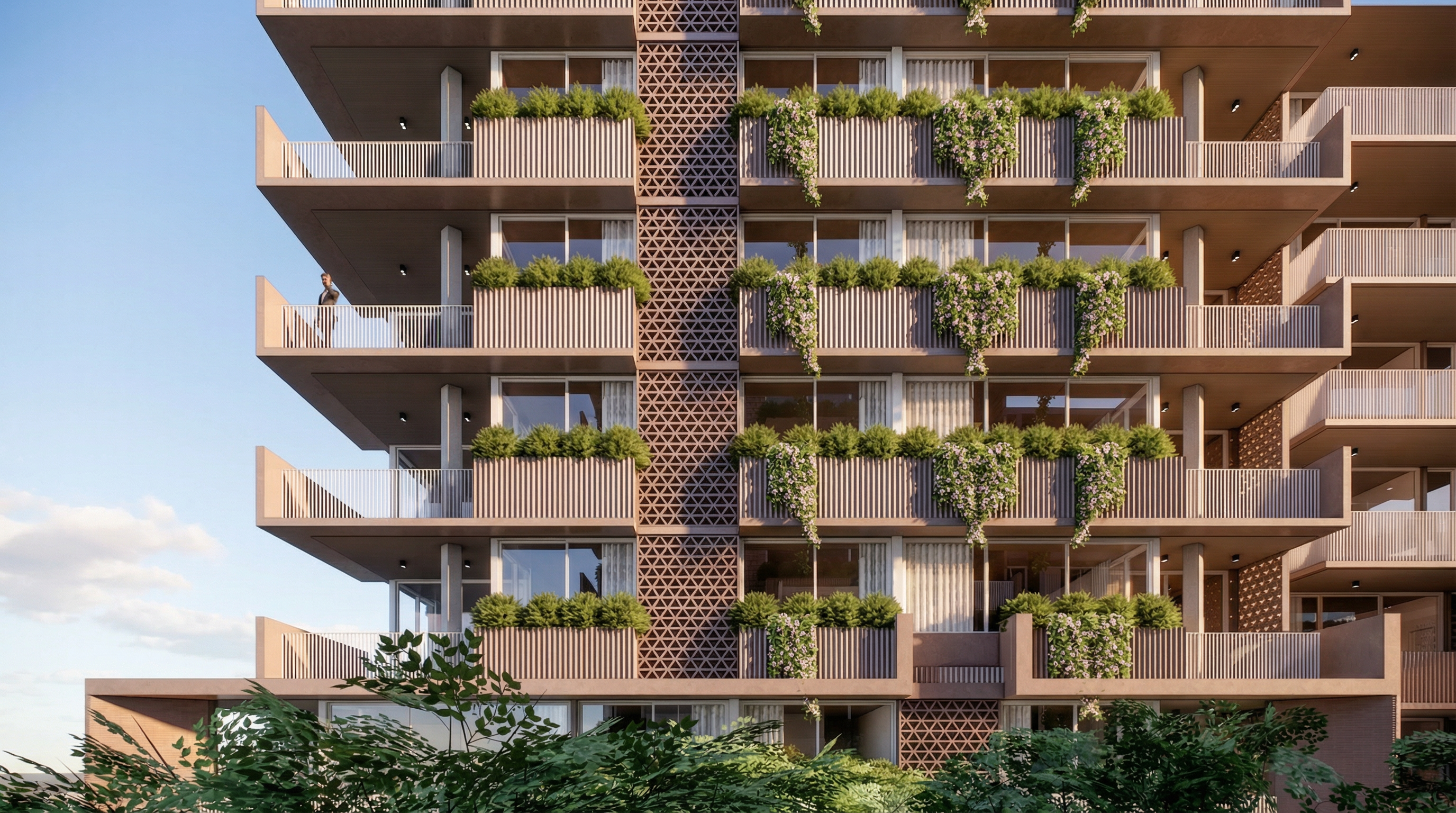 Exterior render of Edwards & Rosedale Apartments.