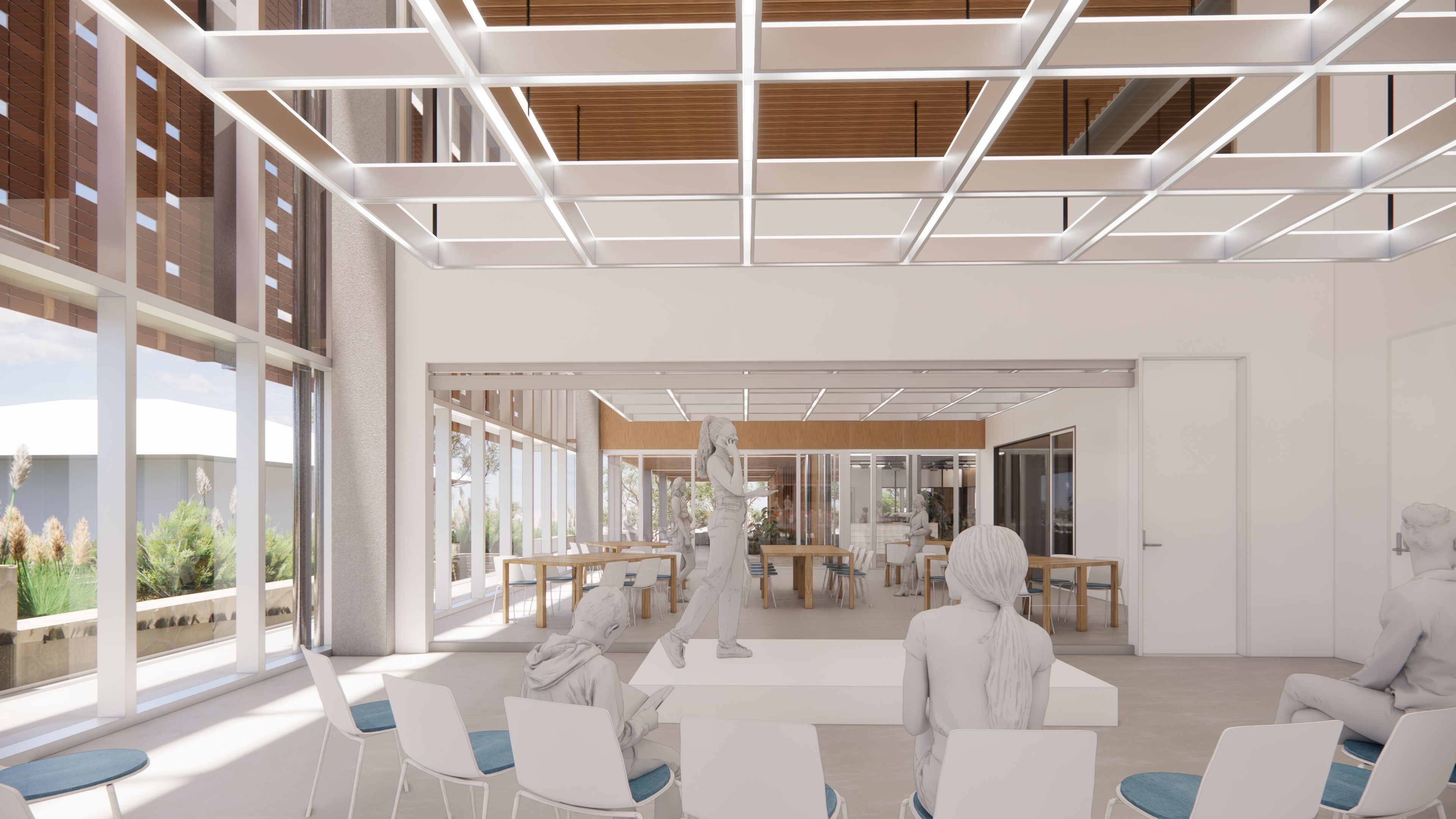 Render of the event maker space at Hills Grammar LIC in Kenthurst, NSW.