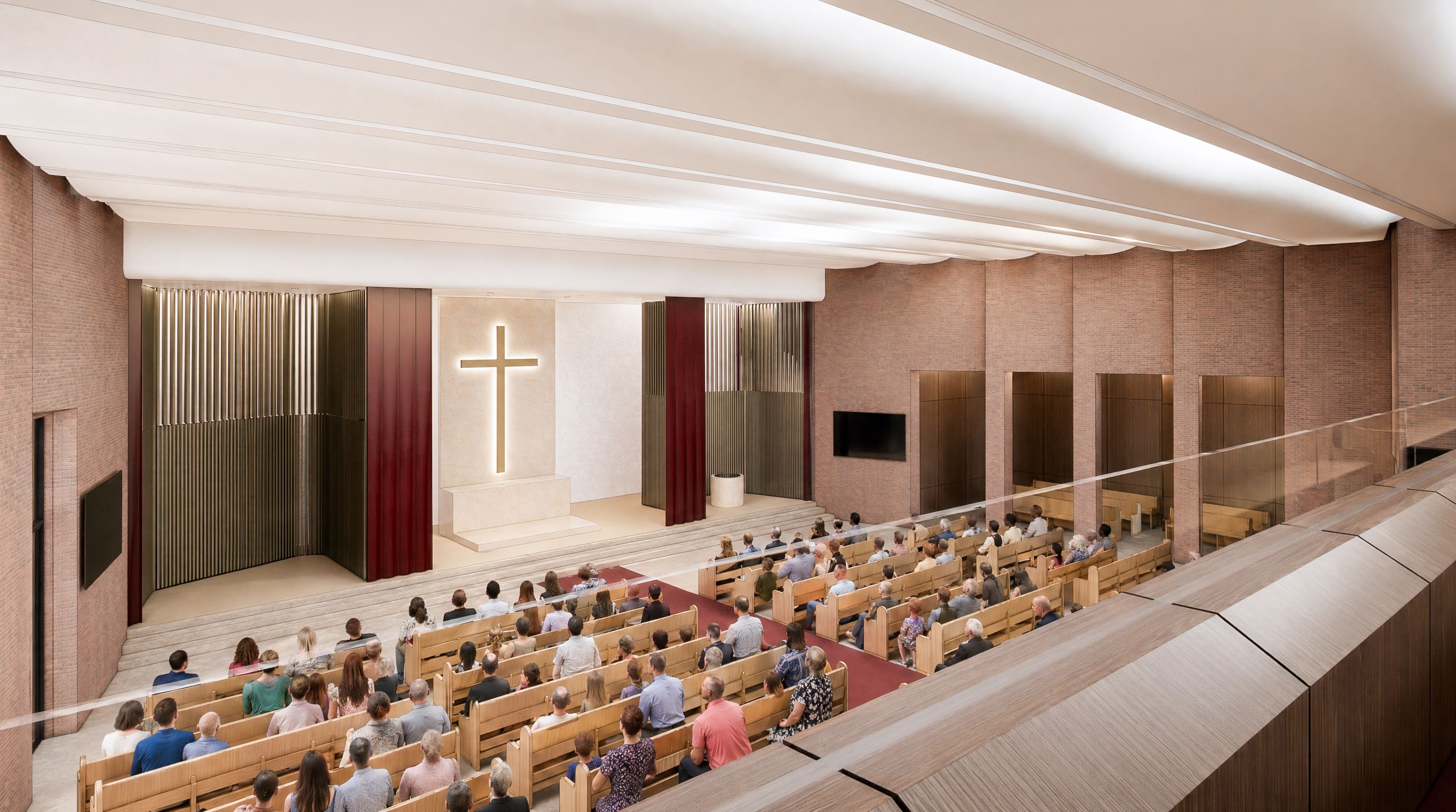 Render of the interior at the Seleucia–Ctesiphon community hall in Leppington.