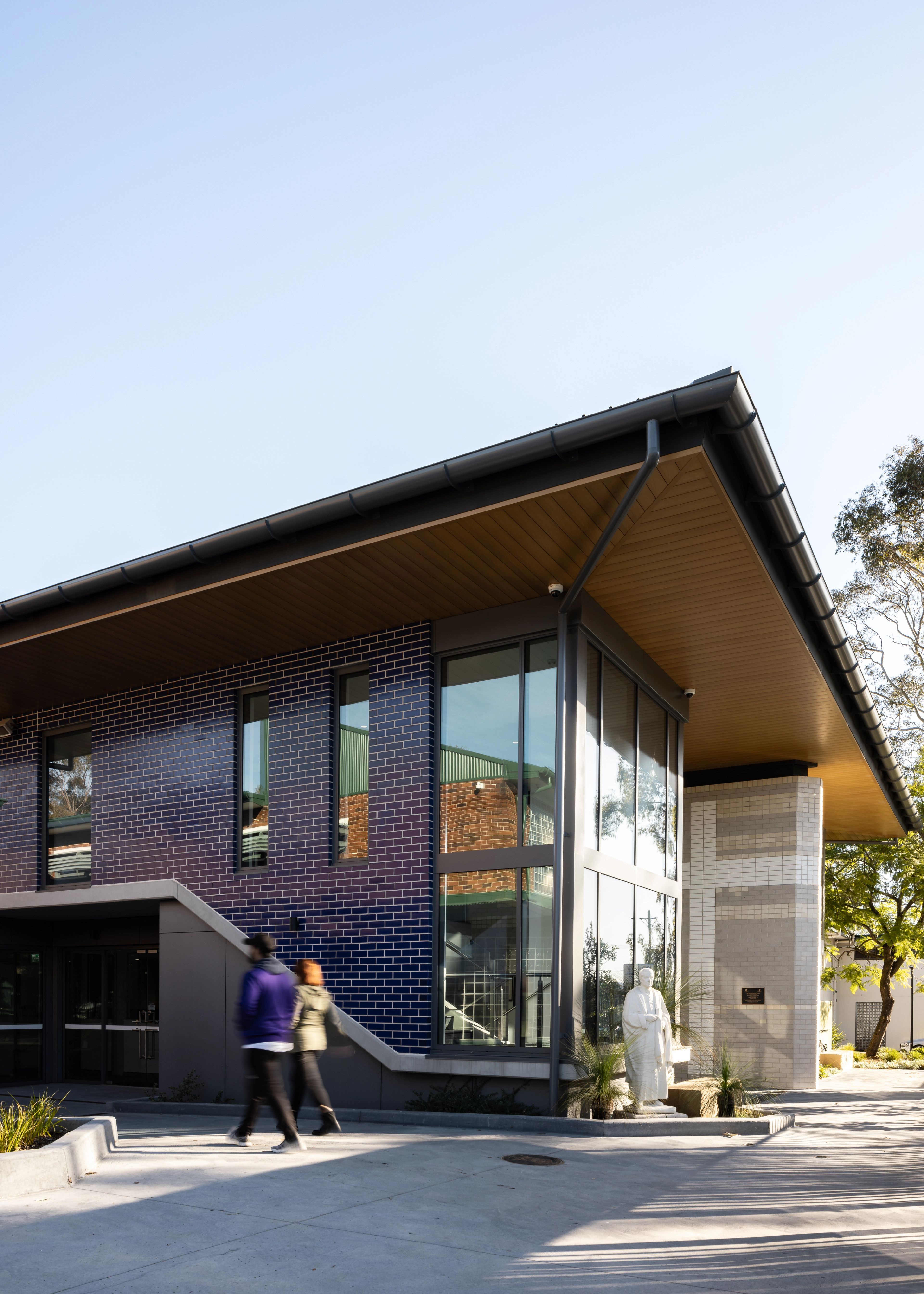Exterior perspective of buildings A & E at St Dominic's College.