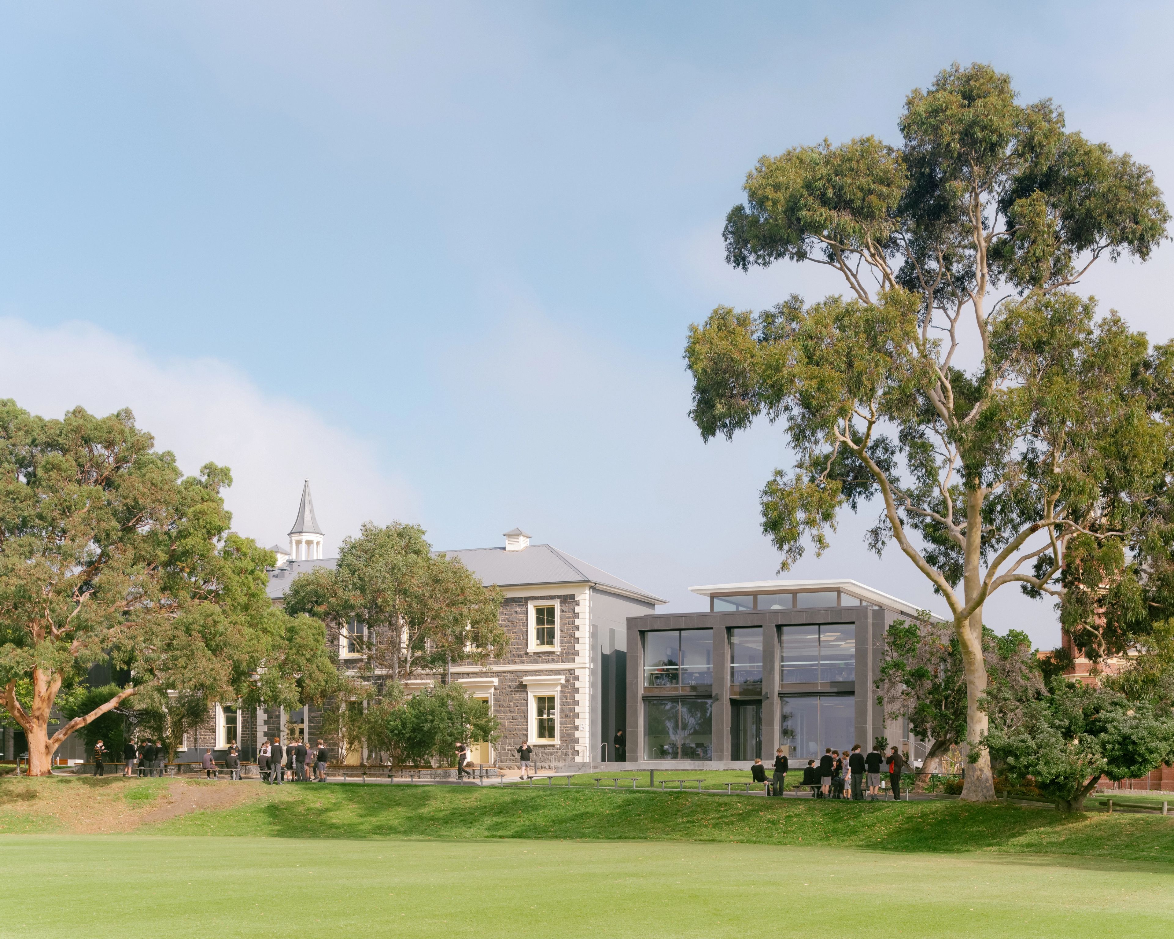 A shot from the field of the Arts and Learning Precinct at St Joseph's College.