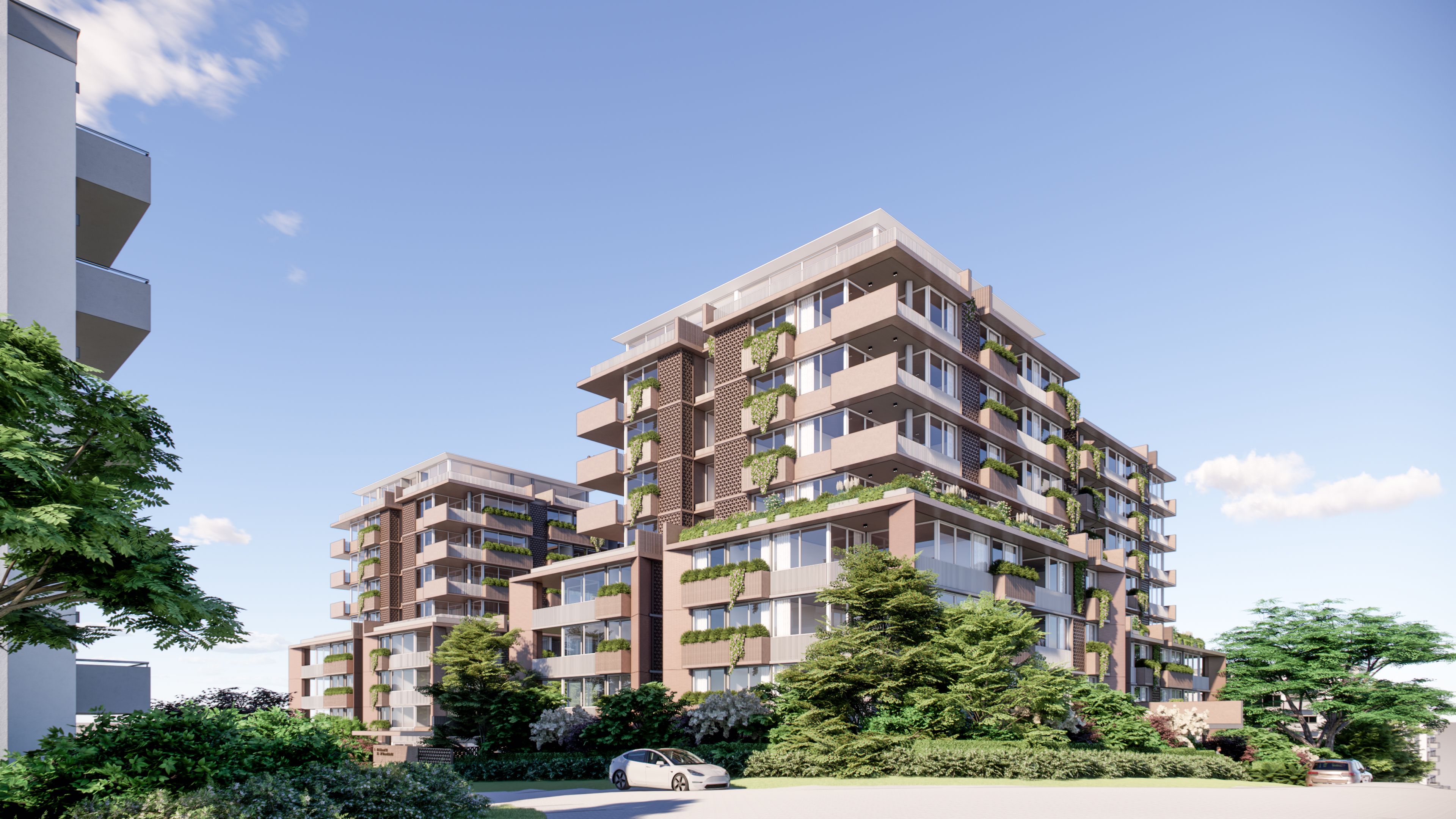 Exterior render of Edwards & Rosedale Apartments.