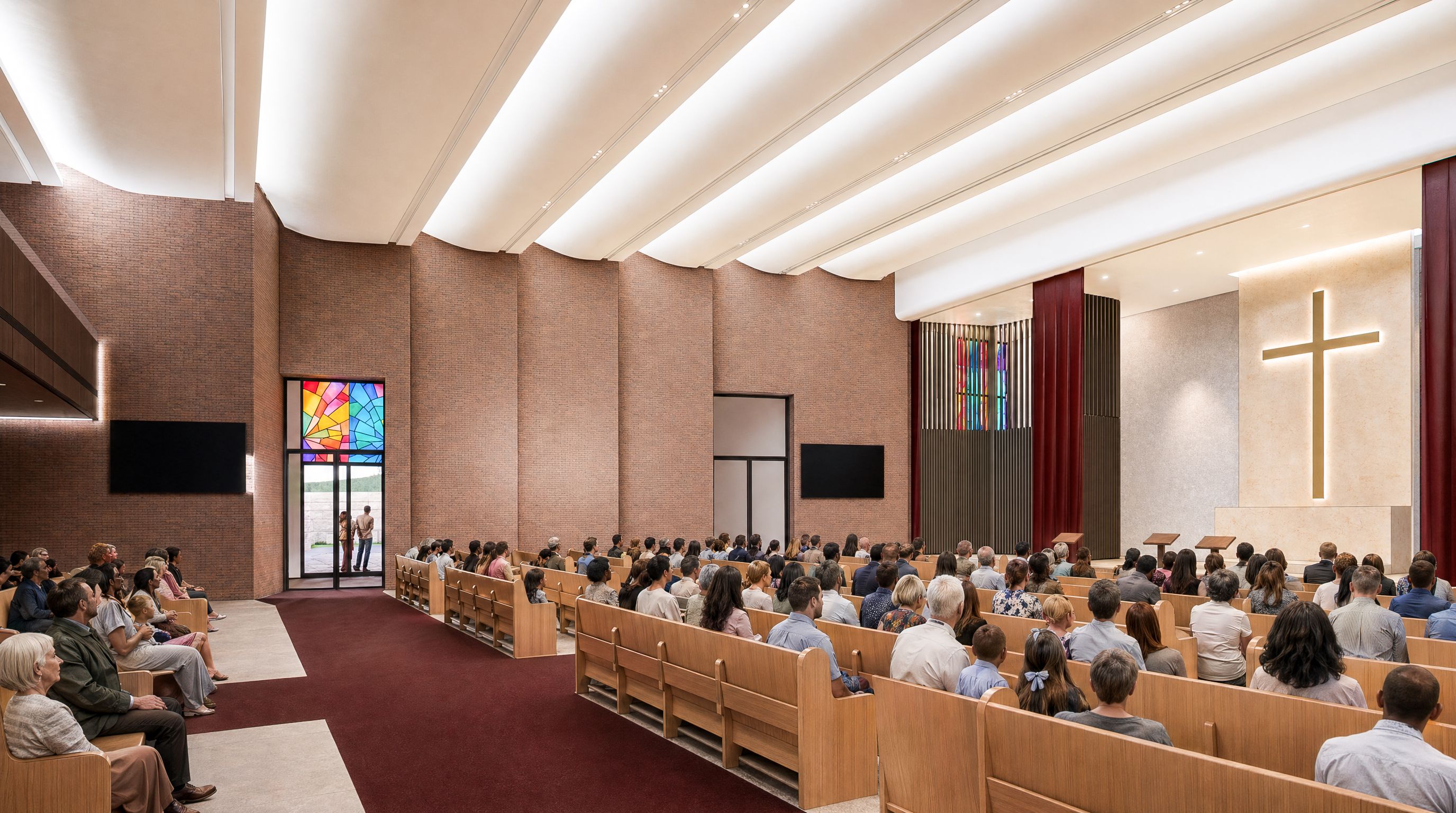 Render of the interior at the Seleucia–Ctesiphon community hall in Leppington.