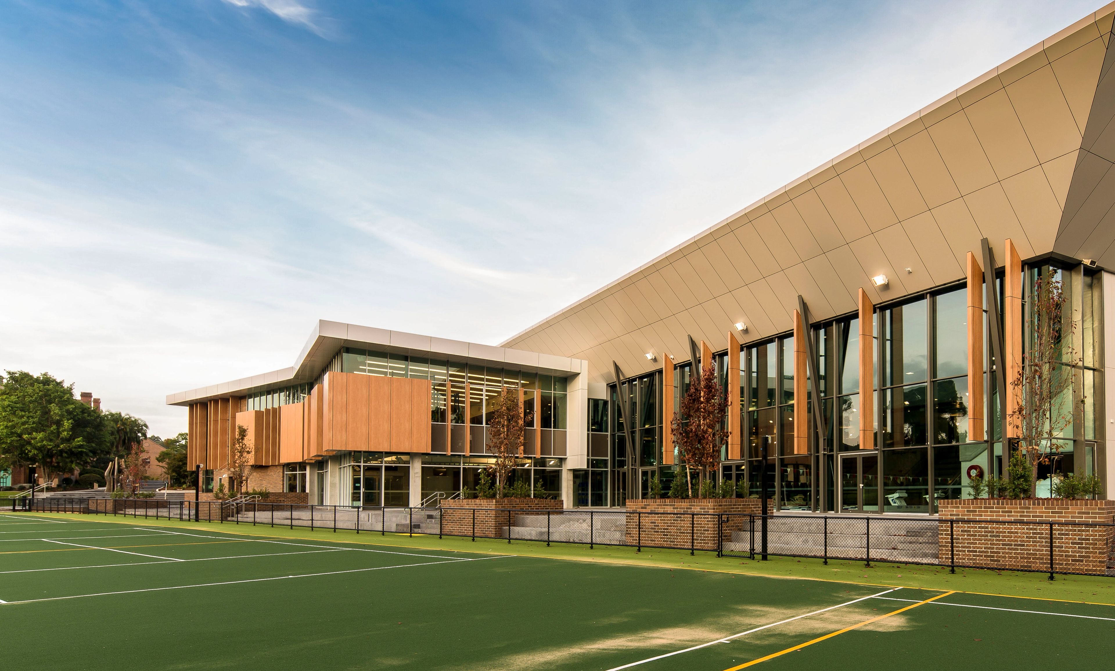 Braith Williams Aquatic and Fitness Centre at Pymble Ladies' College, featuring contemporary sports and recreation facilities overlooking outdoor courts.