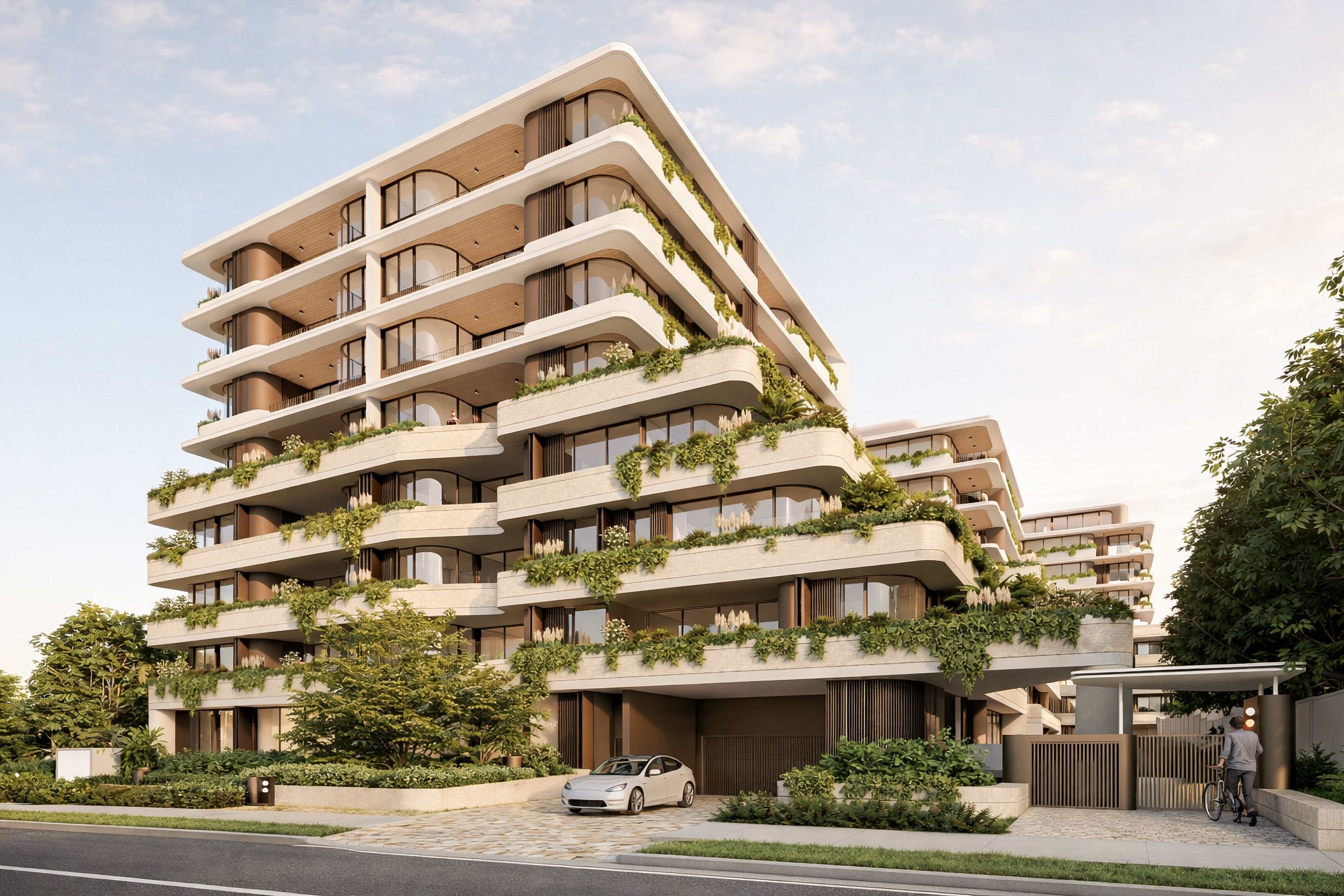 Exterior render of McIntosh & Werona Apartments.