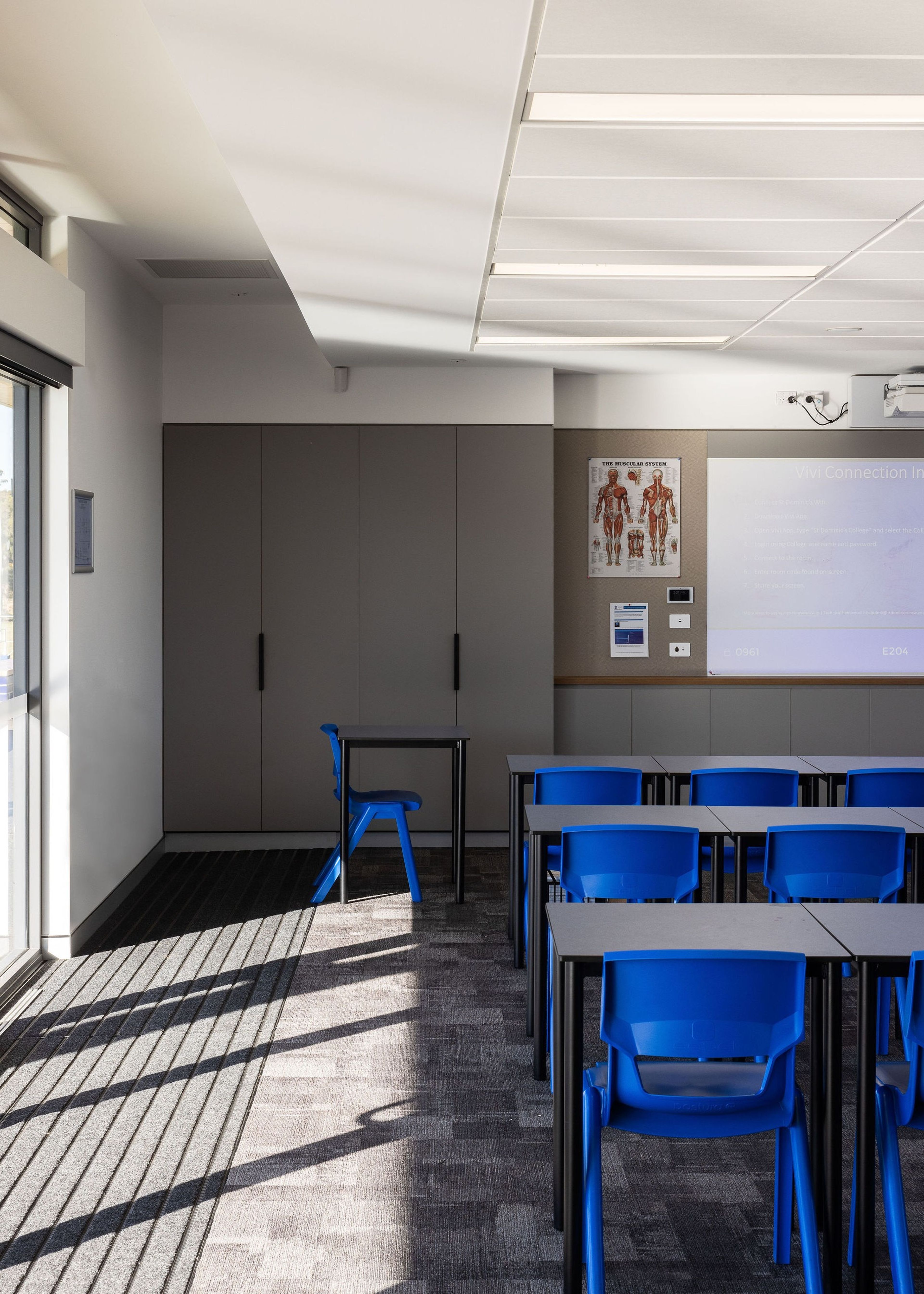 Classroom shot of buildings A & E at St Dominic's College.
