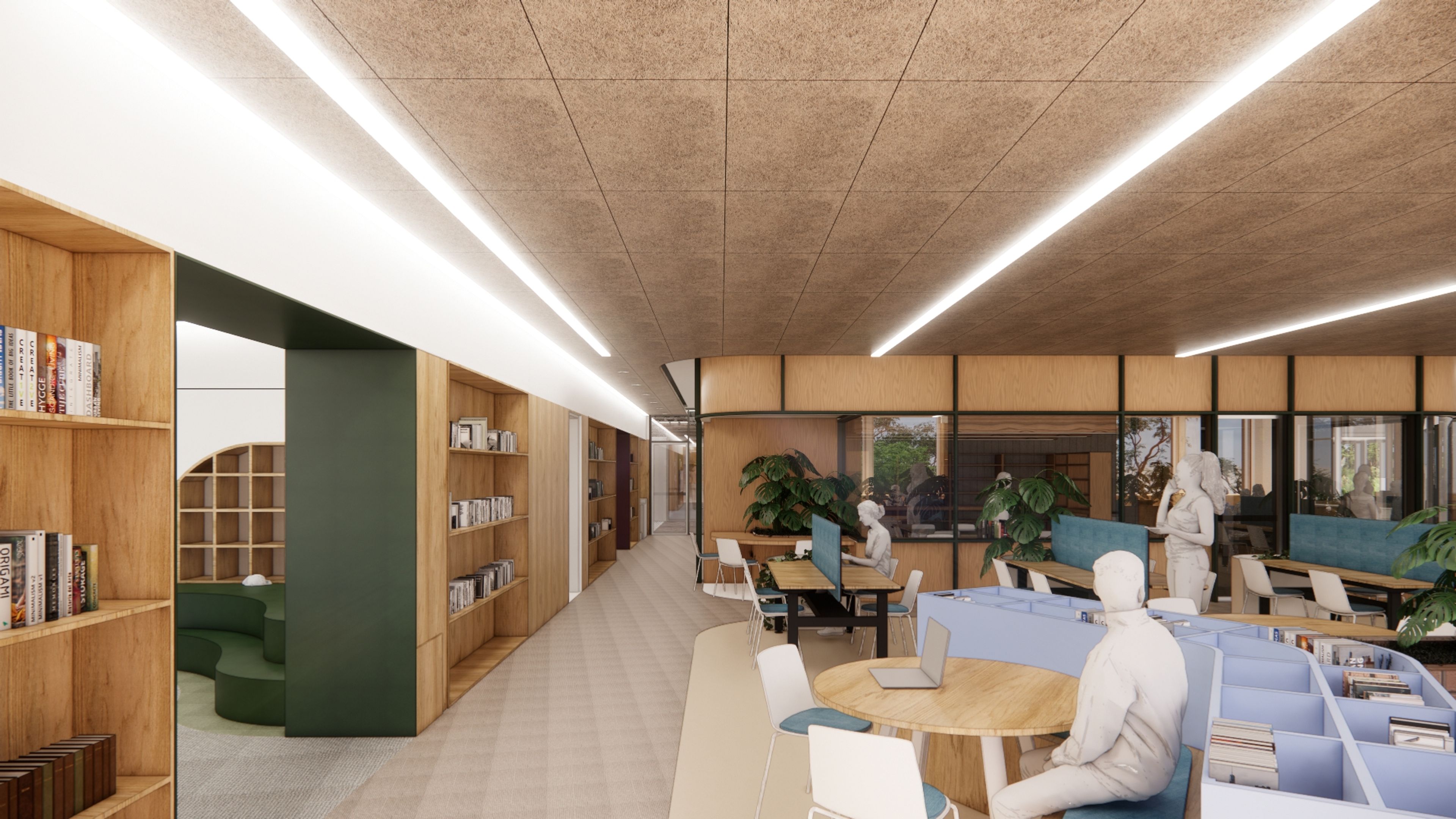 Render of the senior library at Hills Grammar LIC in Kenthurst, NSW.