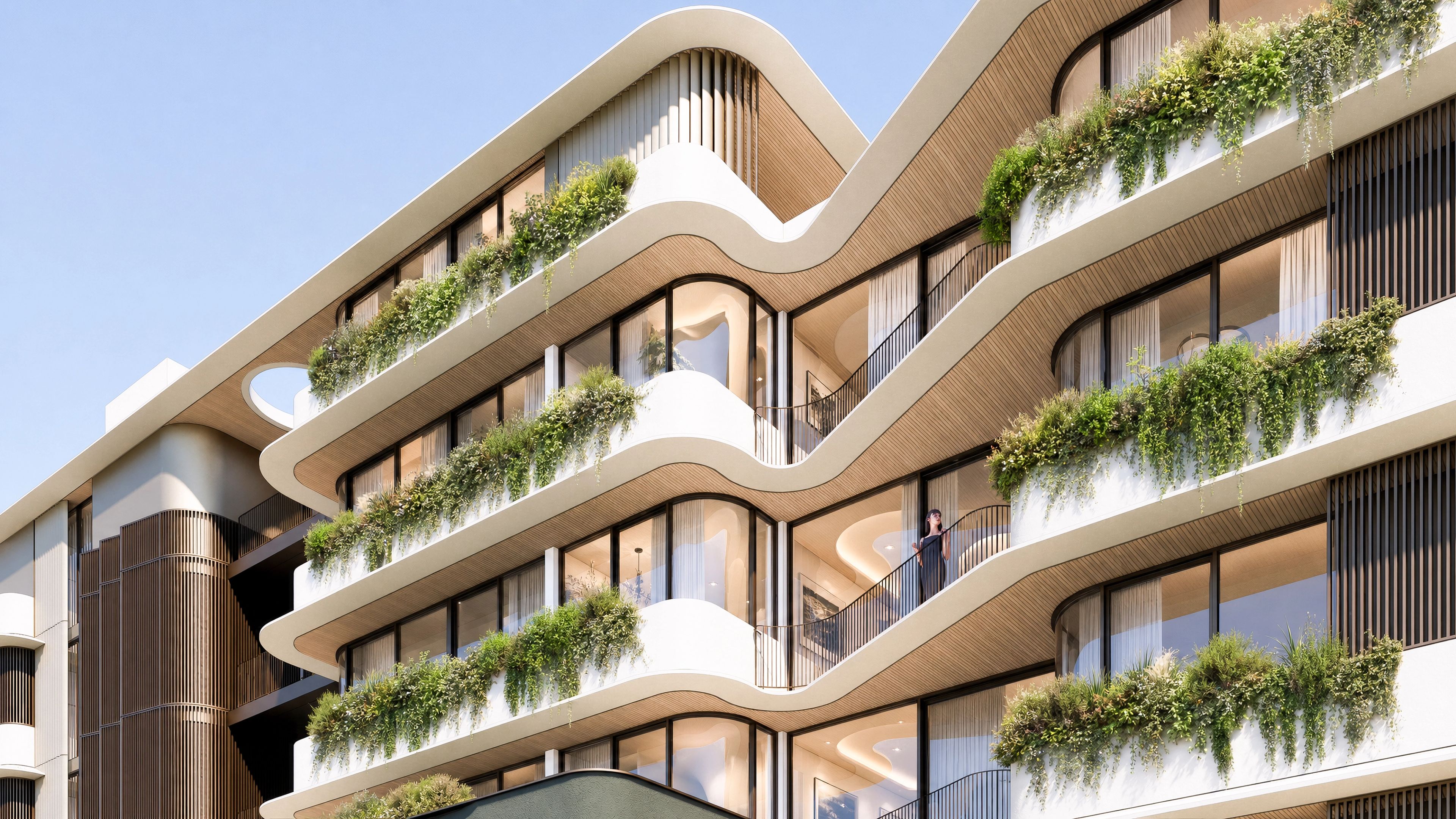 Exterior render of the Nulla Nulla Apartments.