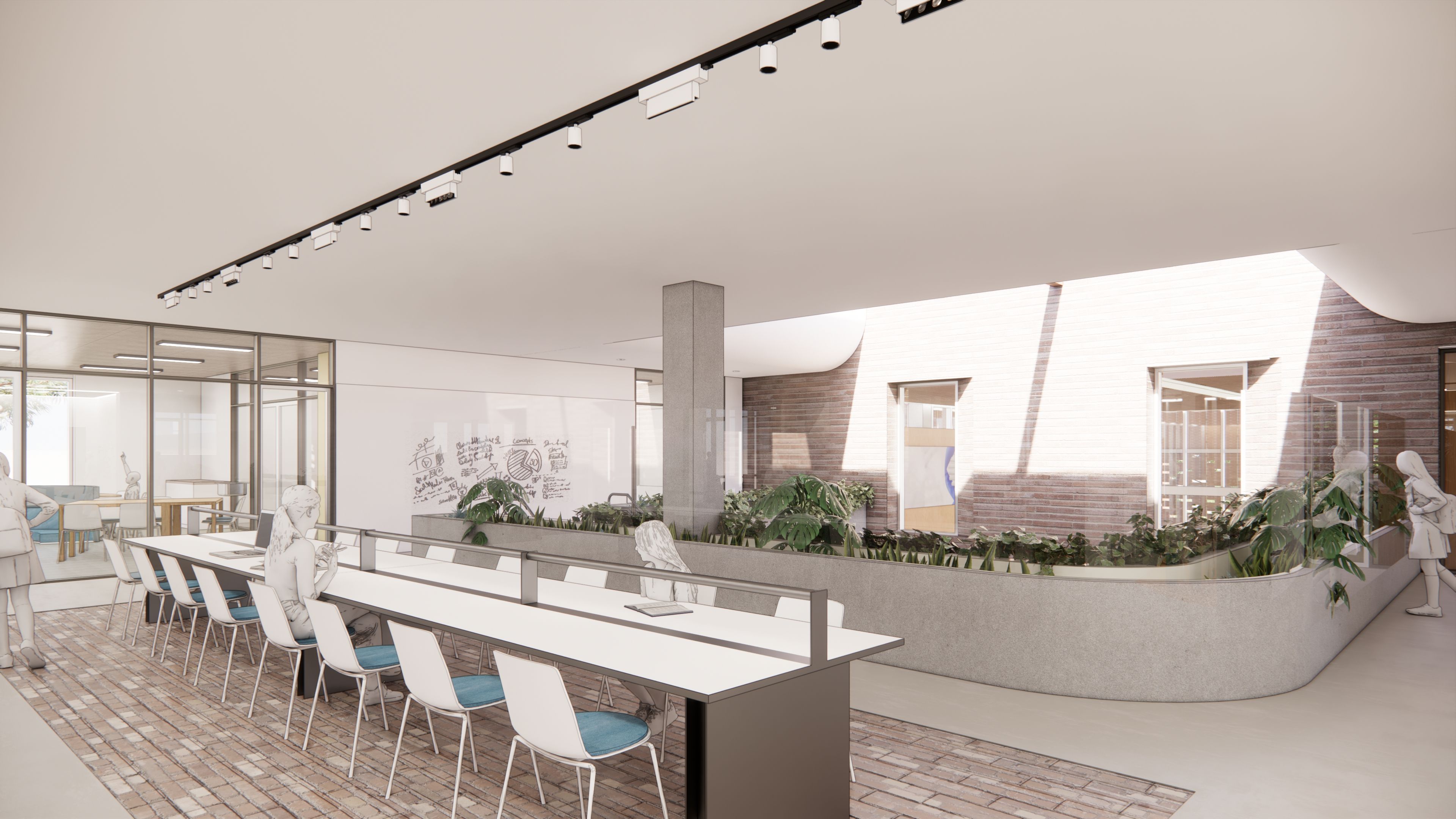 Render of the breakout area at Hills Grammar LIC in Kenthurst, NSW.