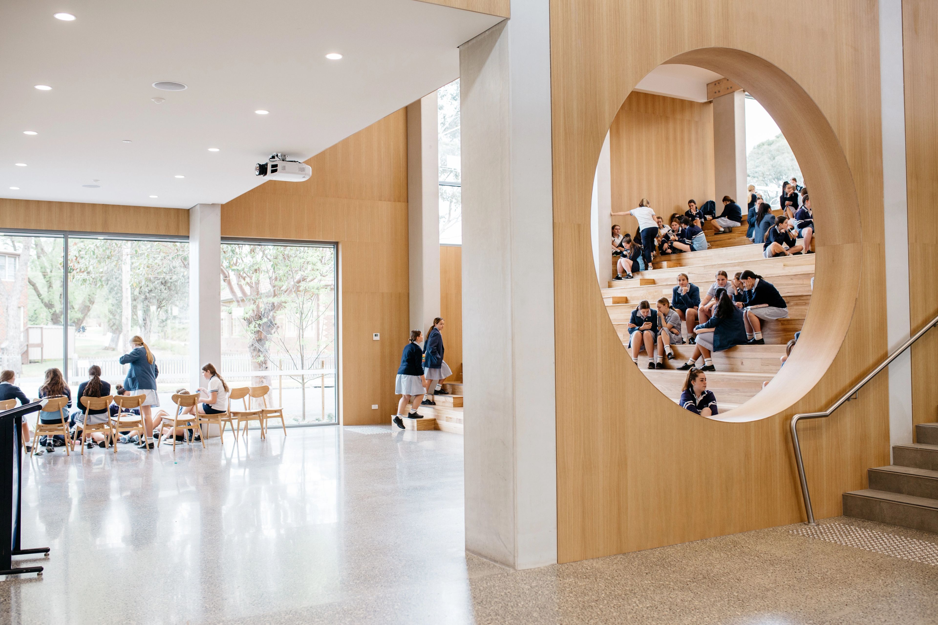 An interior shot of the Innovation Precinct at Sacred Heart College.