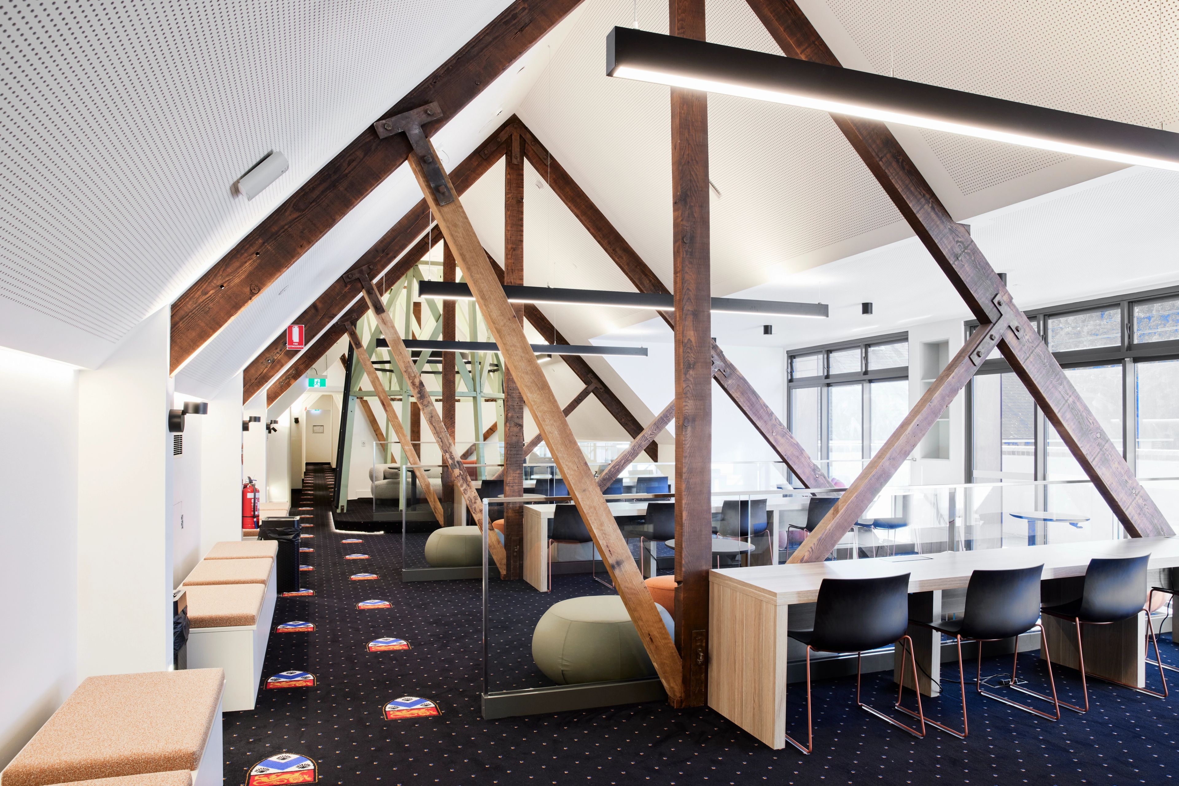 An interior shot of The Attic at Wesley College.