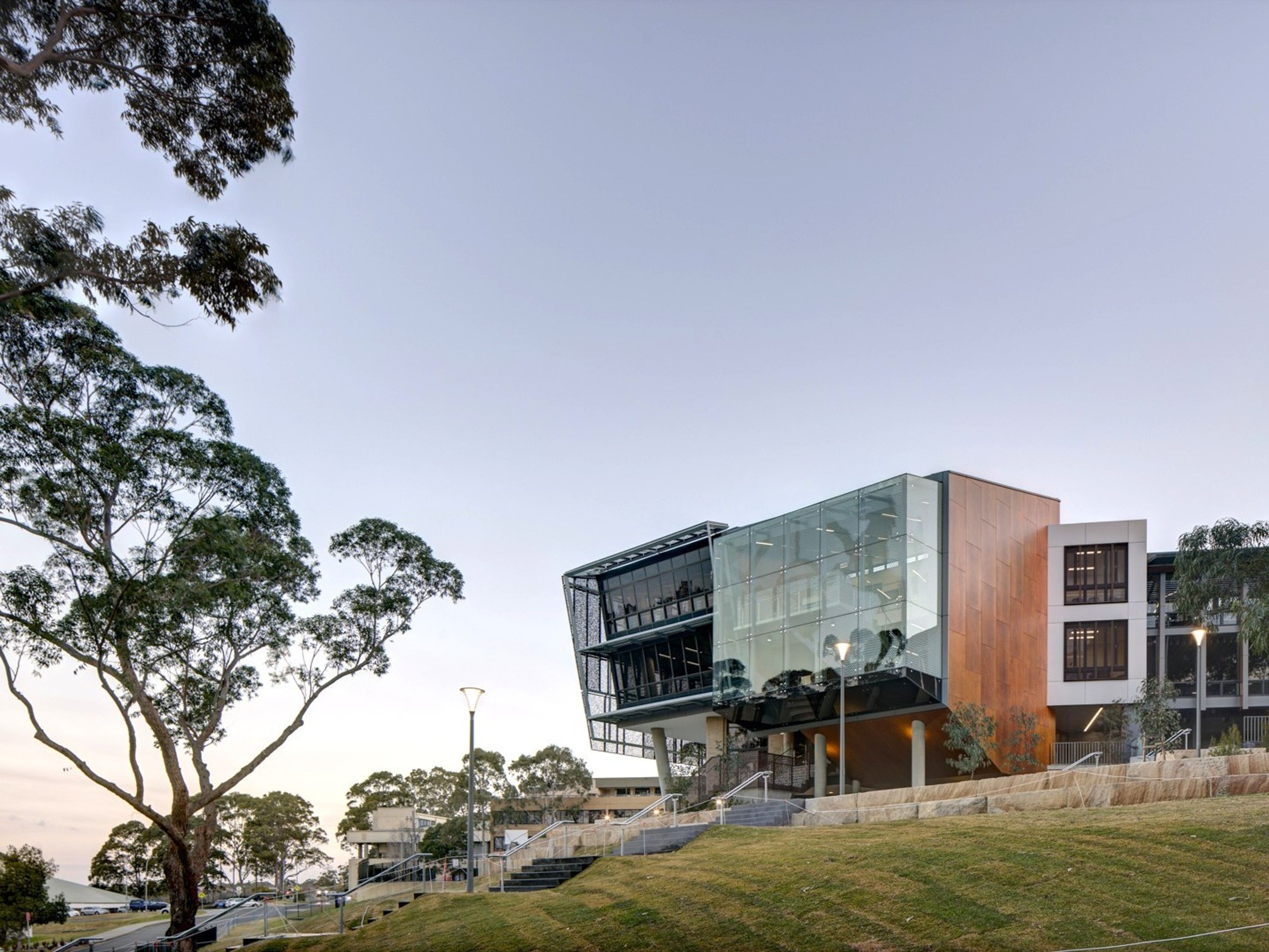 Landscape view of the Therry Building at St Ignatius' College, showcasing its contemporary educational architecture and campus setting.