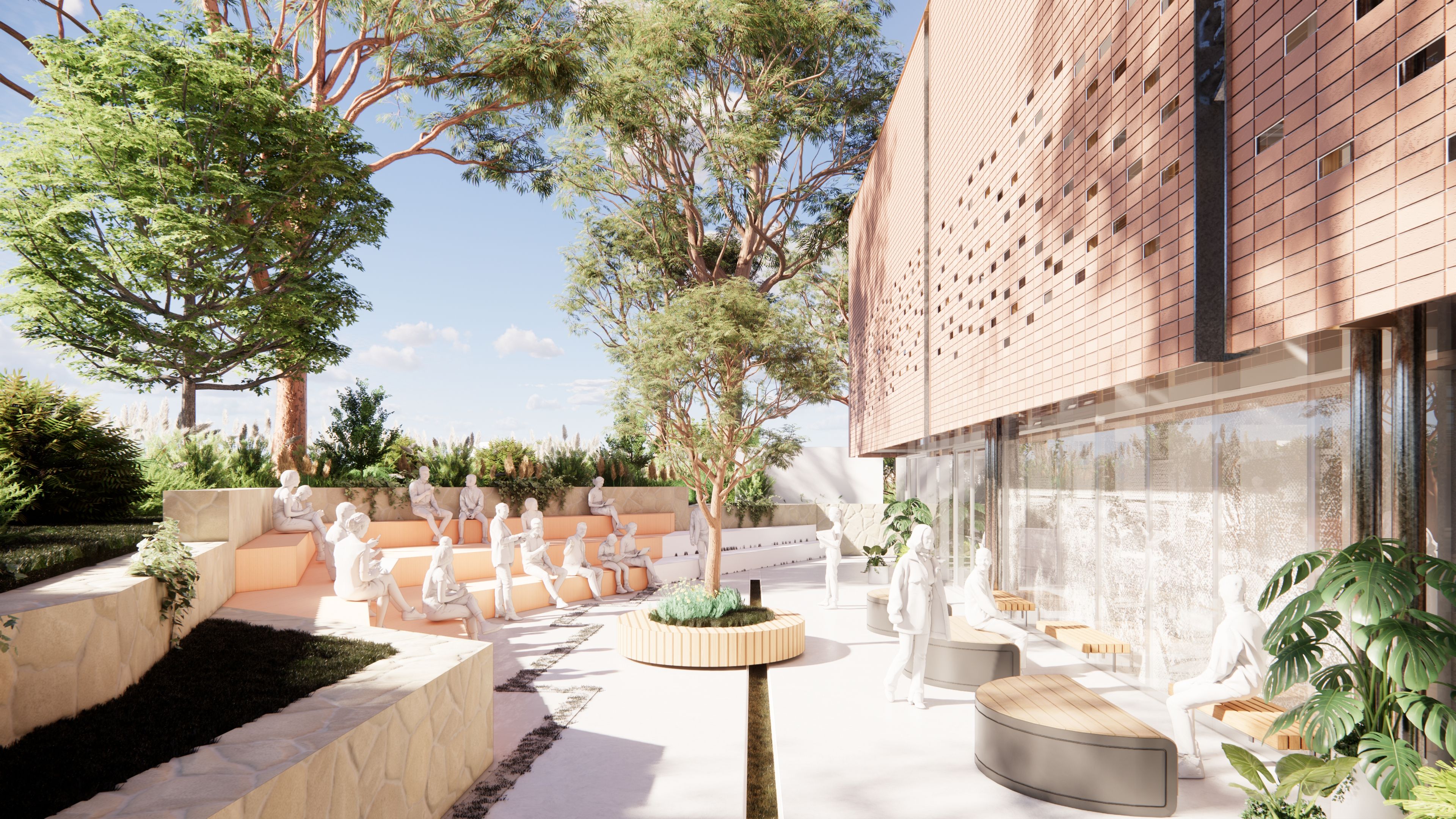 Exterior render of Hills Grammar LIC in Kenthurst, NSW.