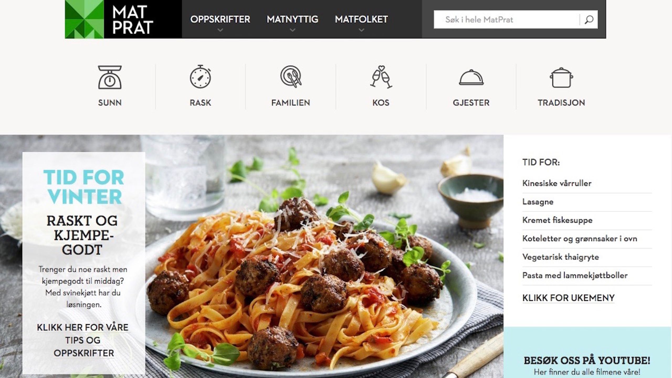 Bilde av nettsiden til Matprat: Et godt merkenavn som rimer og har rytme