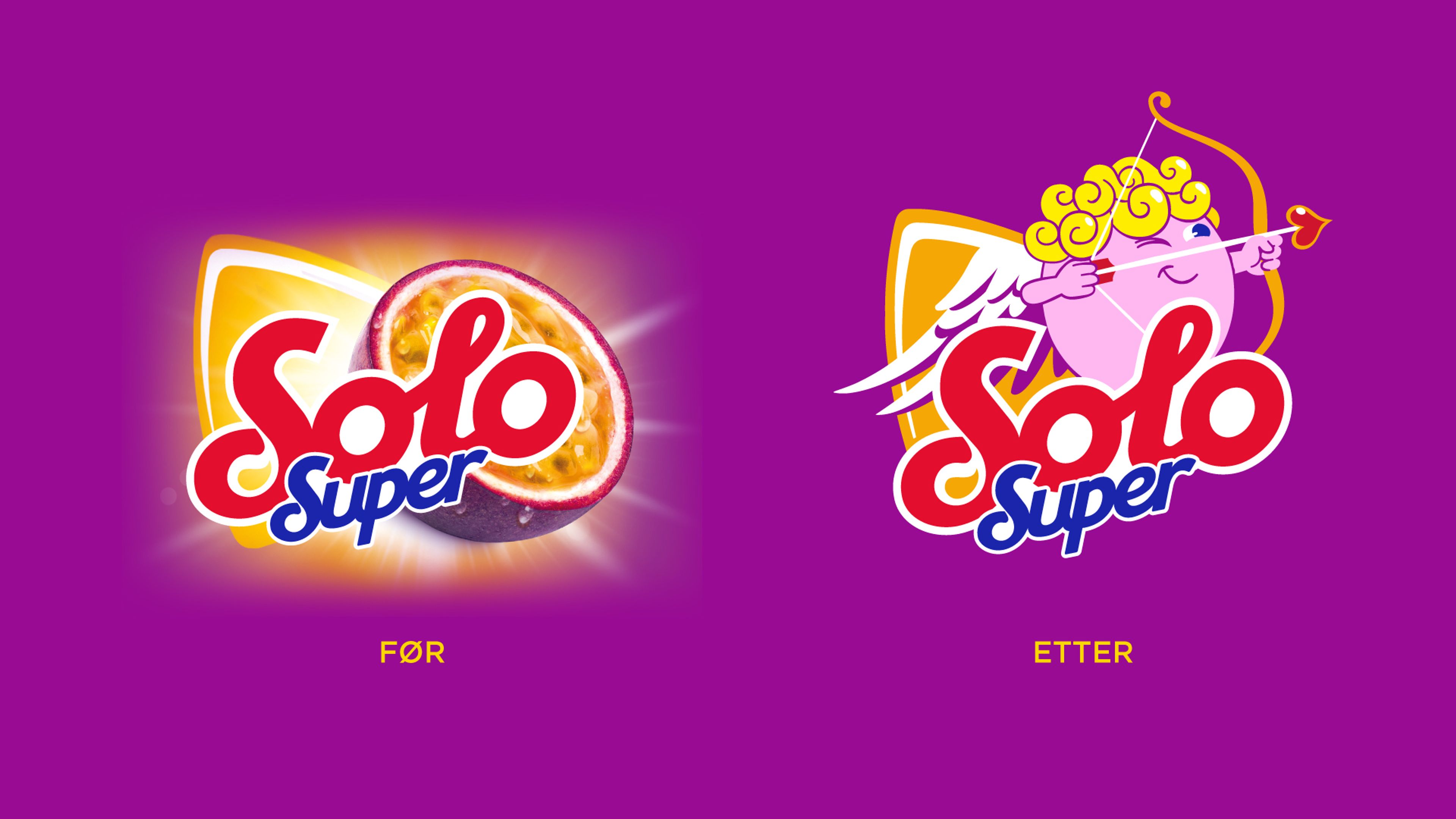 Bilde av Solo Super logo før og etter redesign.