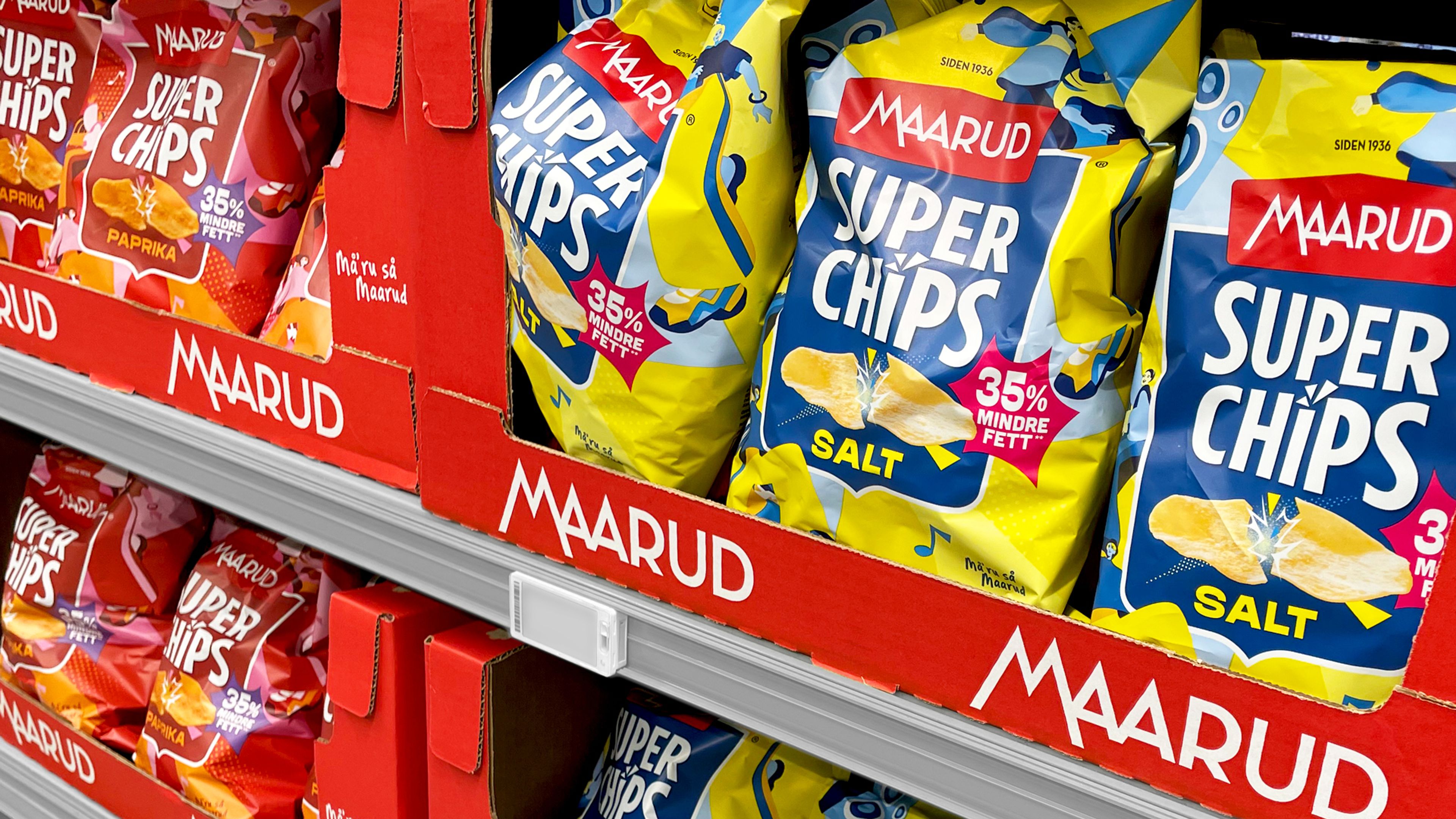 Superchips pakningsdesign i butikkhylle