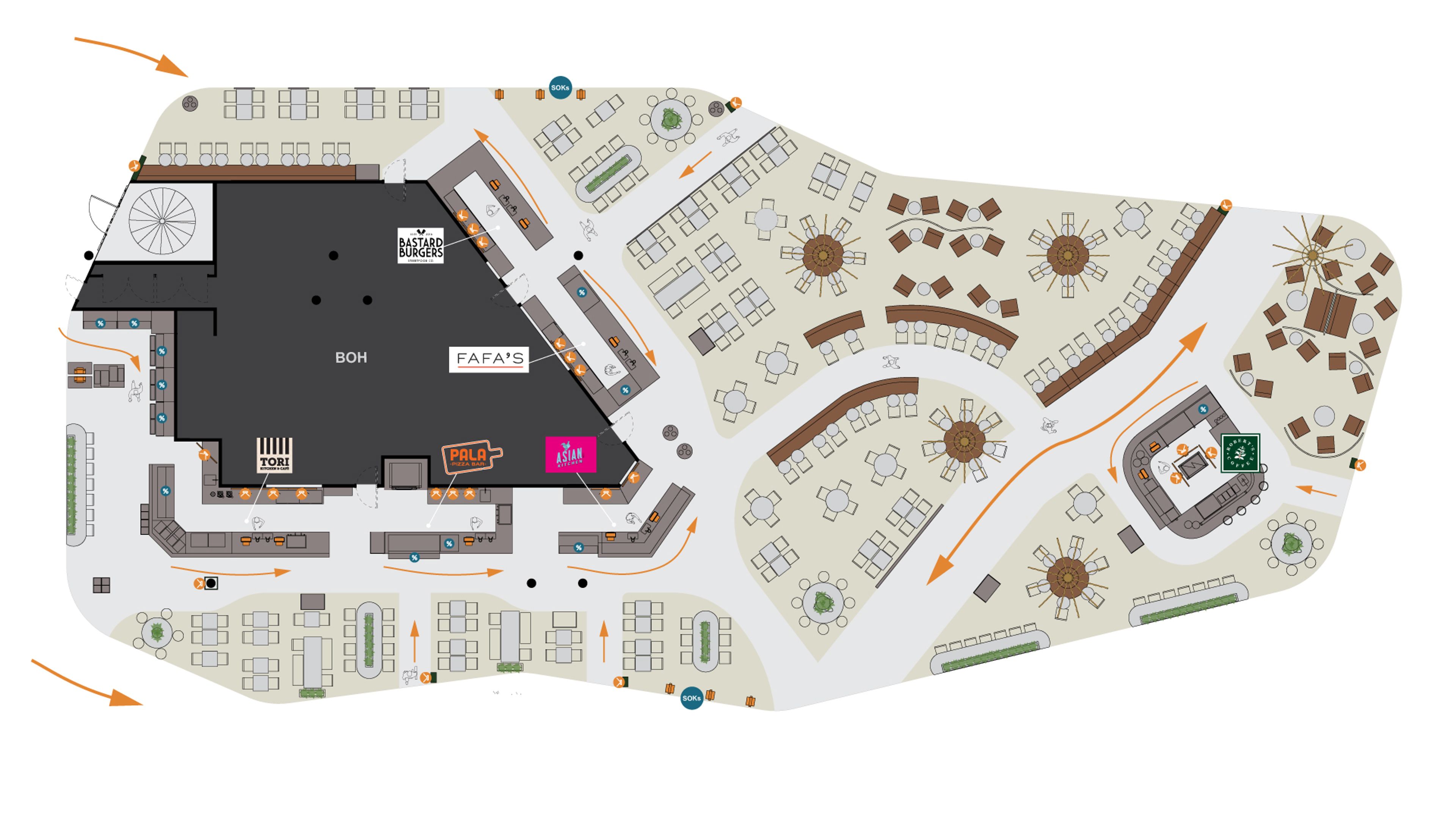 QSR flyplass plantegning layout