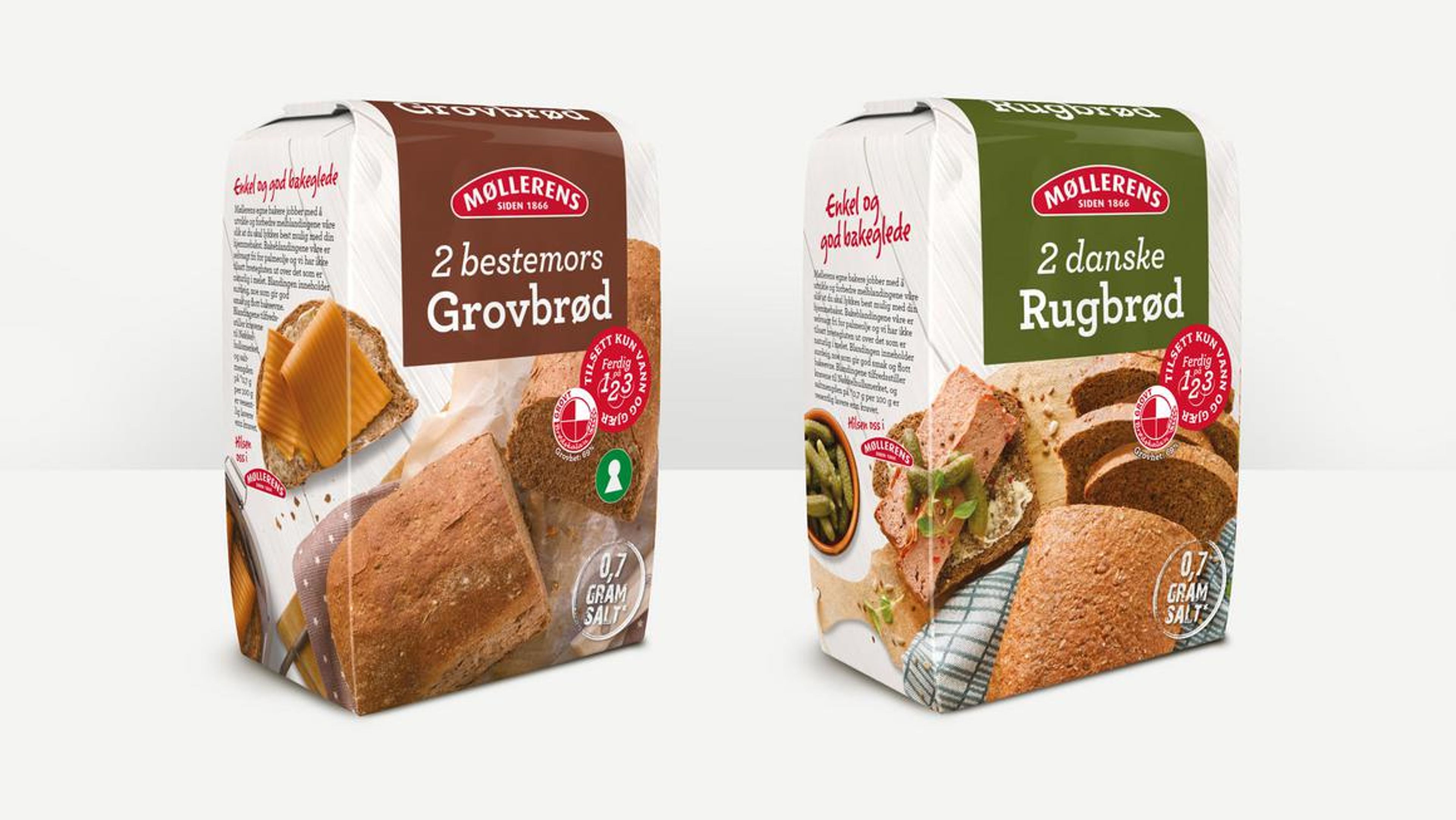 Pakninger med ferdigblandet mel til hjemmebakst