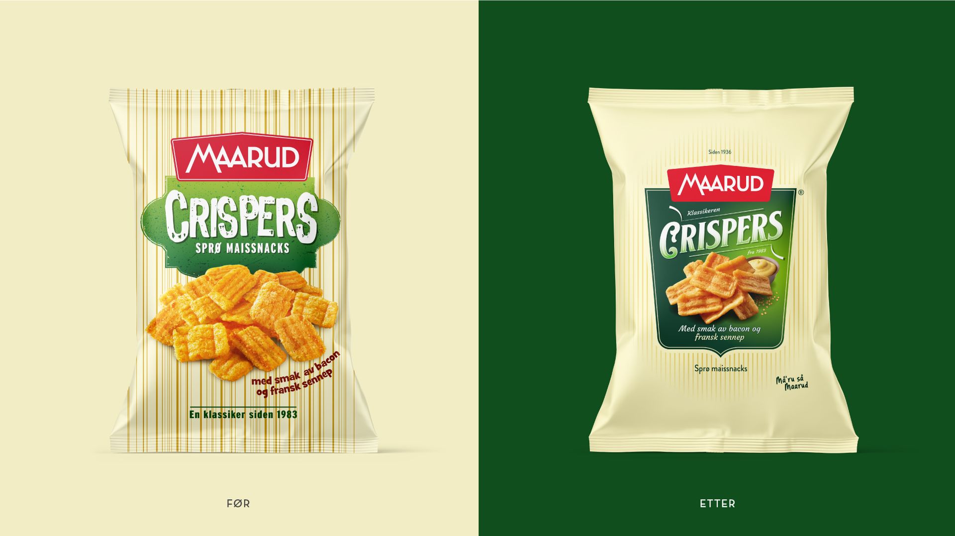 Maarud Crispers før og etter redesign
