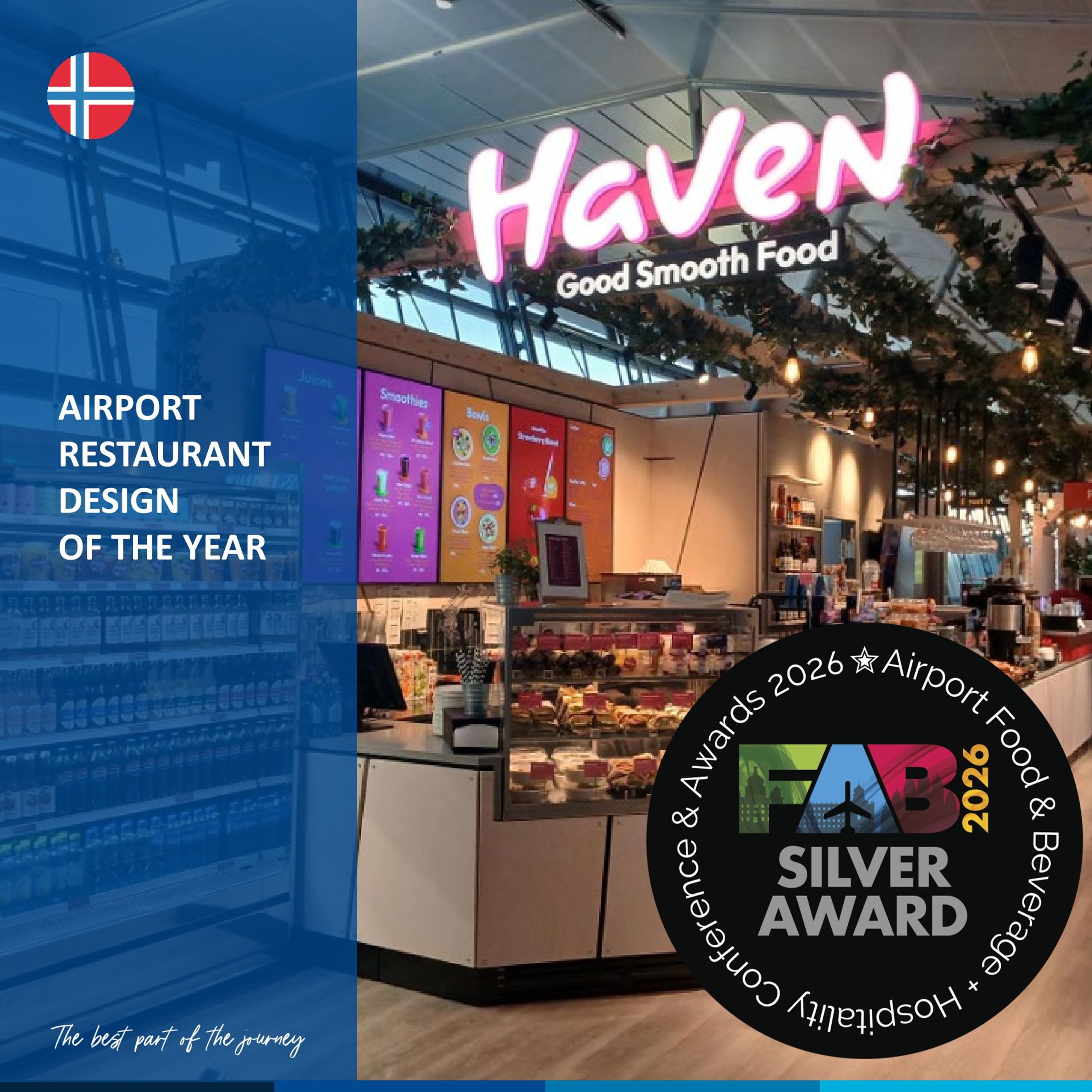 Haven serveringskonsept med FAB 2026 Silver Award for Airport Restaurant Design of the Year.