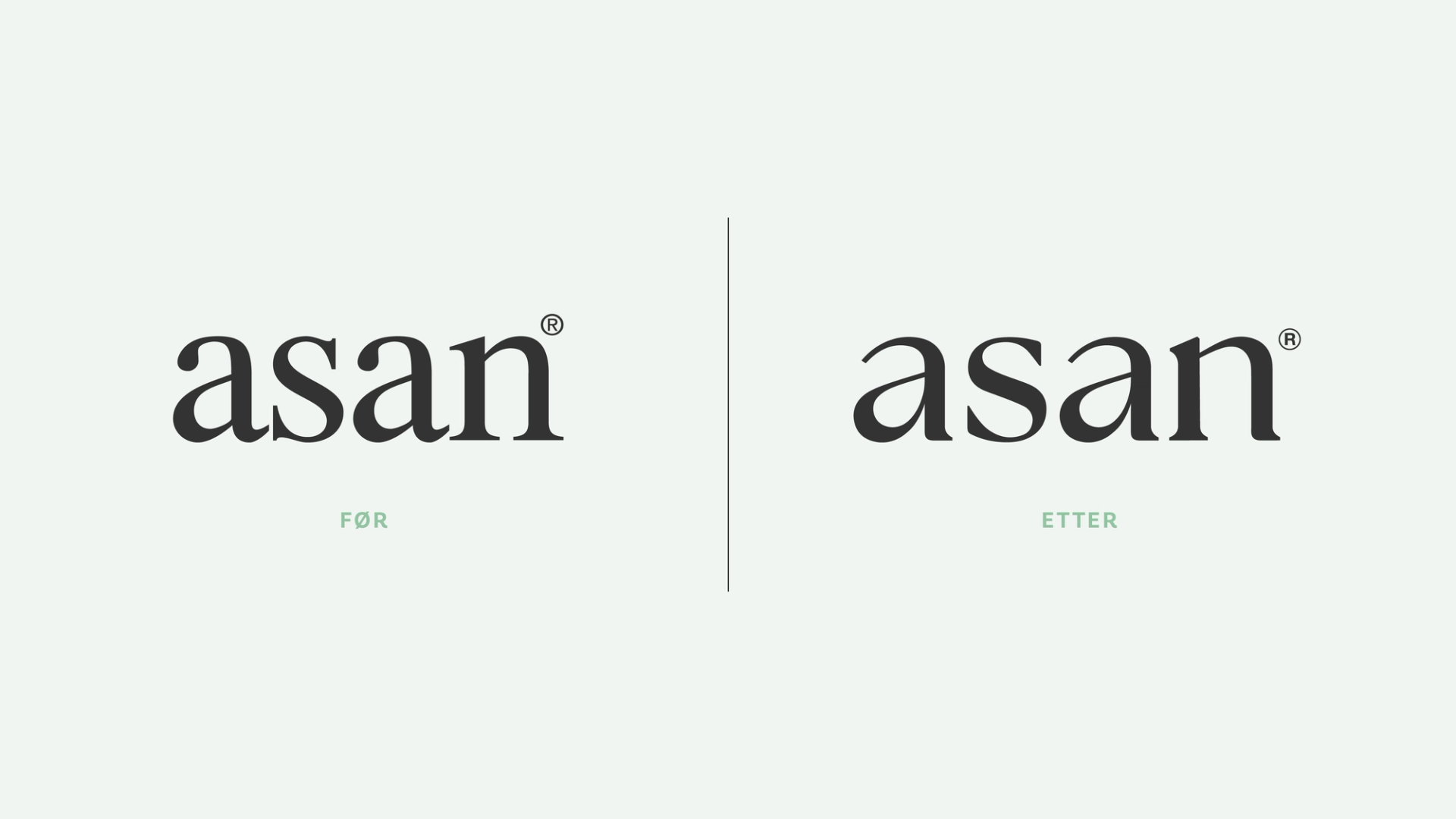 Asan logo før og etter