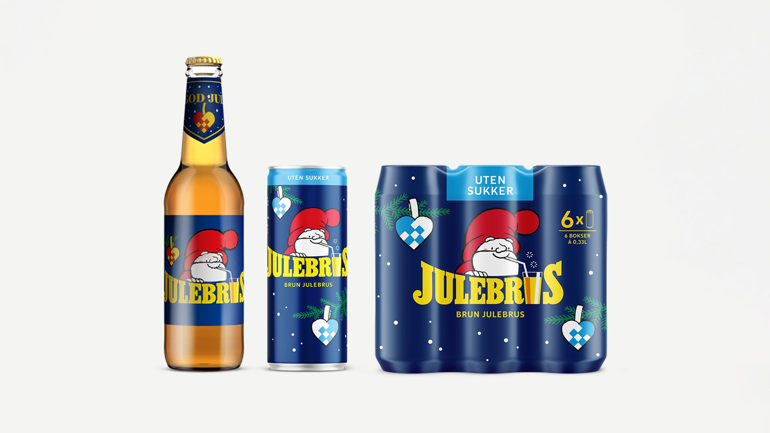 Dahls julebrus-design på flaske og boks