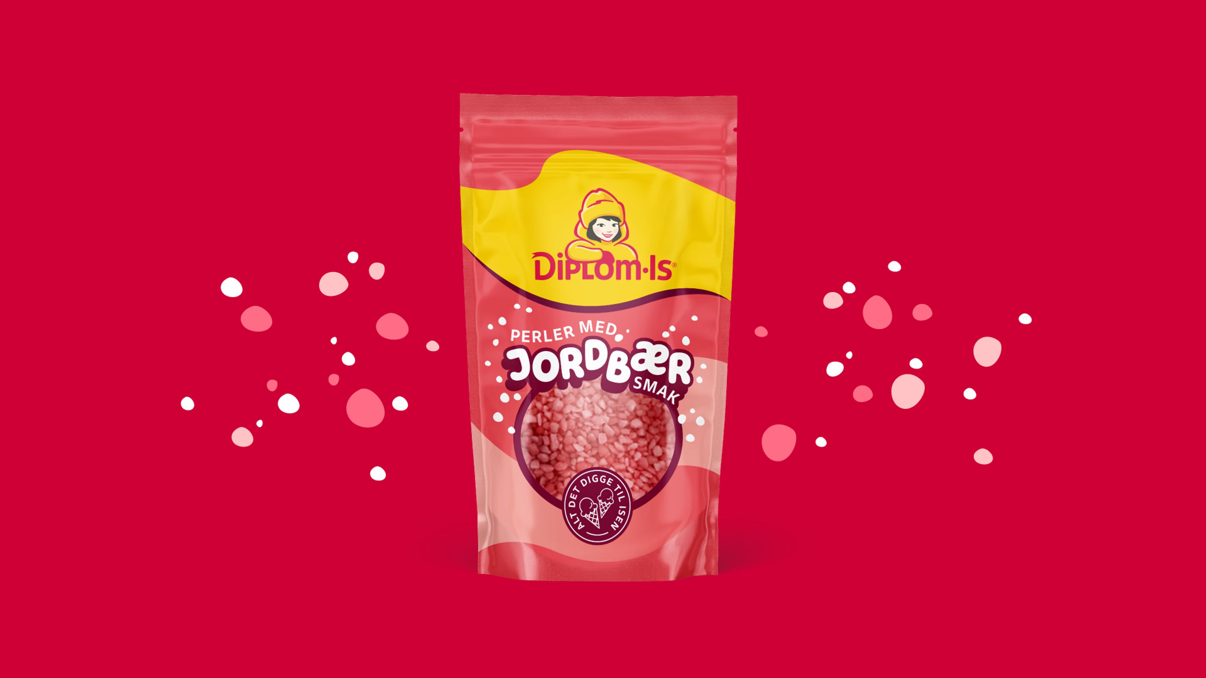 Pakningsdesign Diplom-Is Jordbær tilbehør