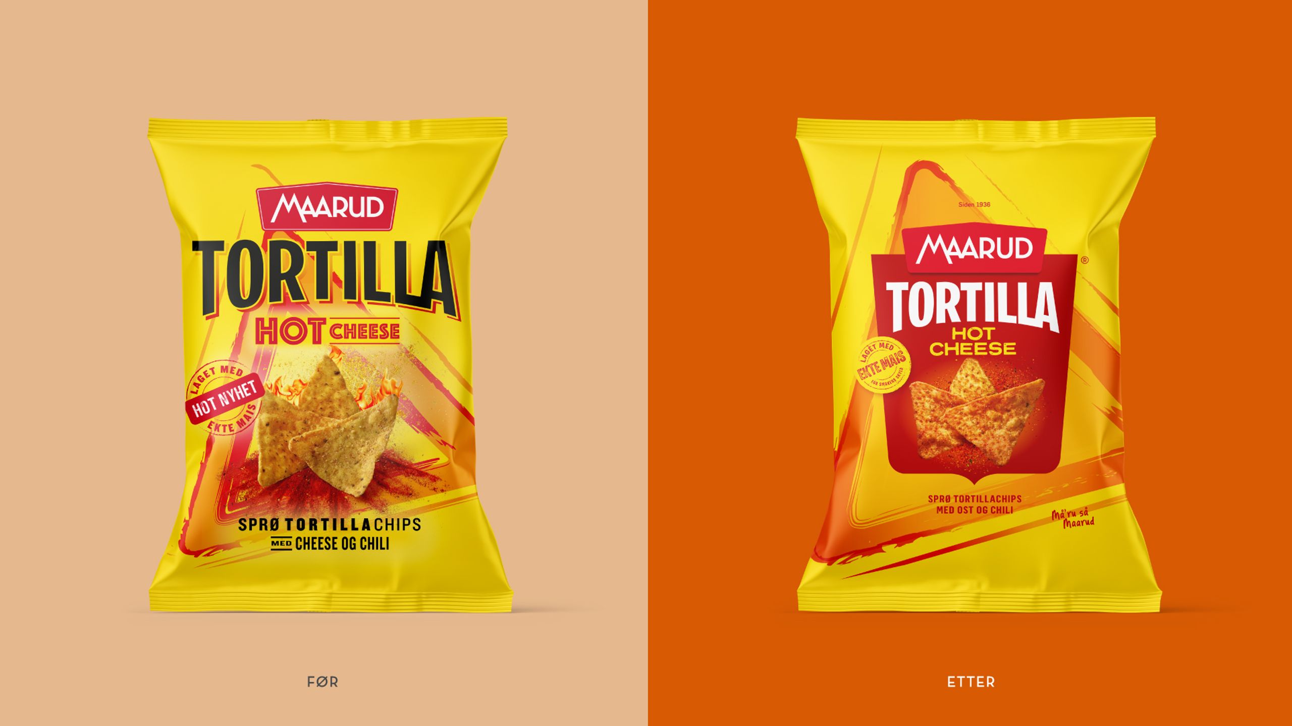 Maarud Tortilla før og etter redesign