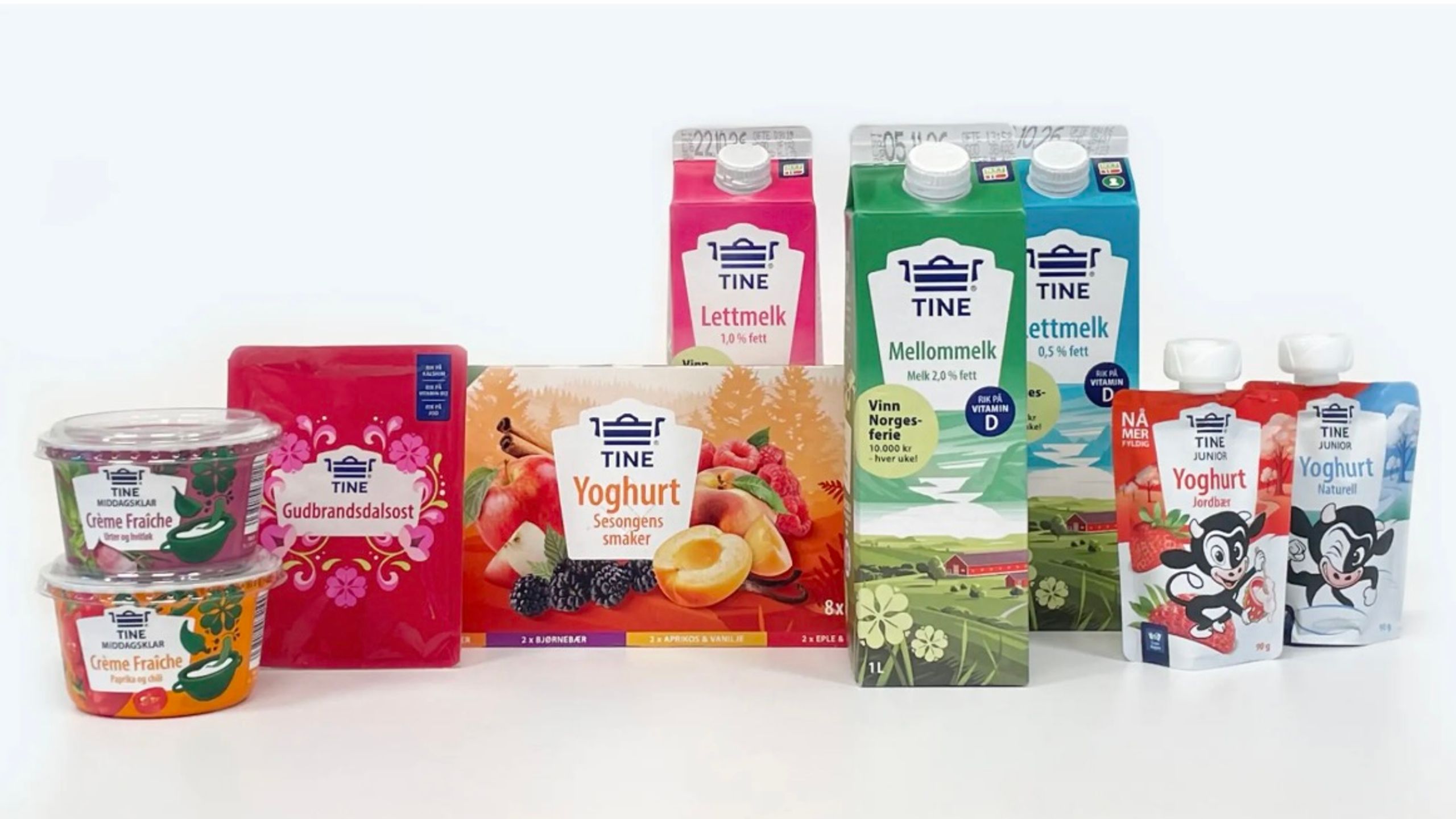 Tineprodukter med nytt pakningsdesign.