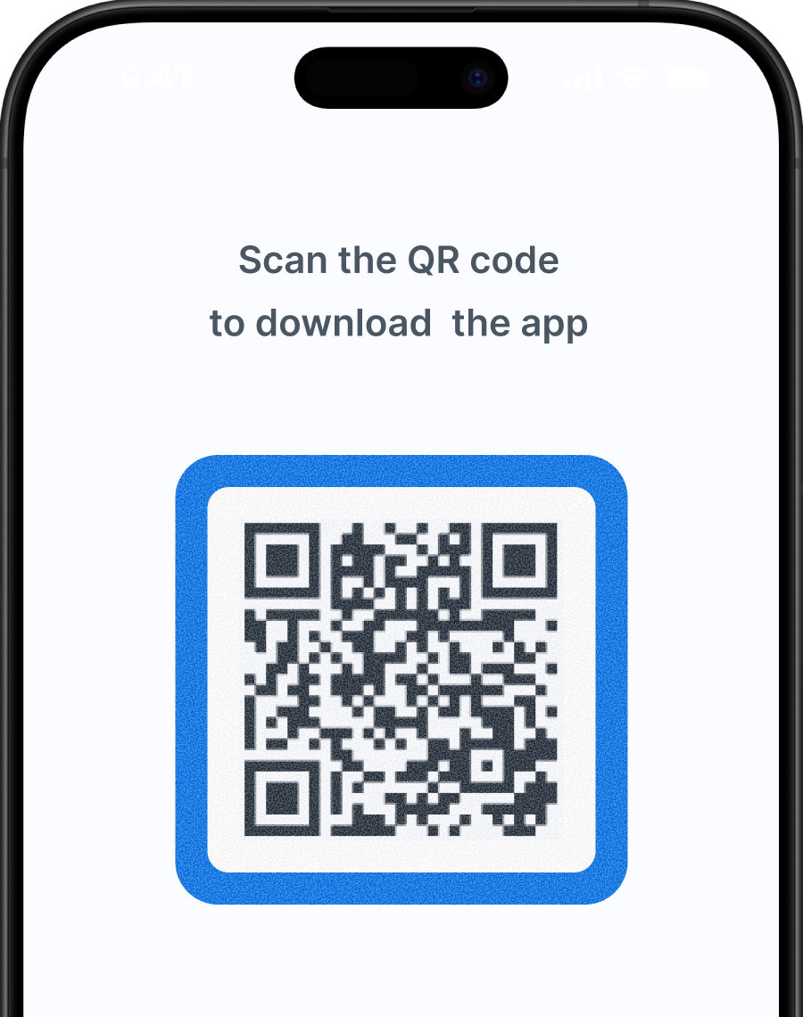 Phone with QR code to download Zoop app
