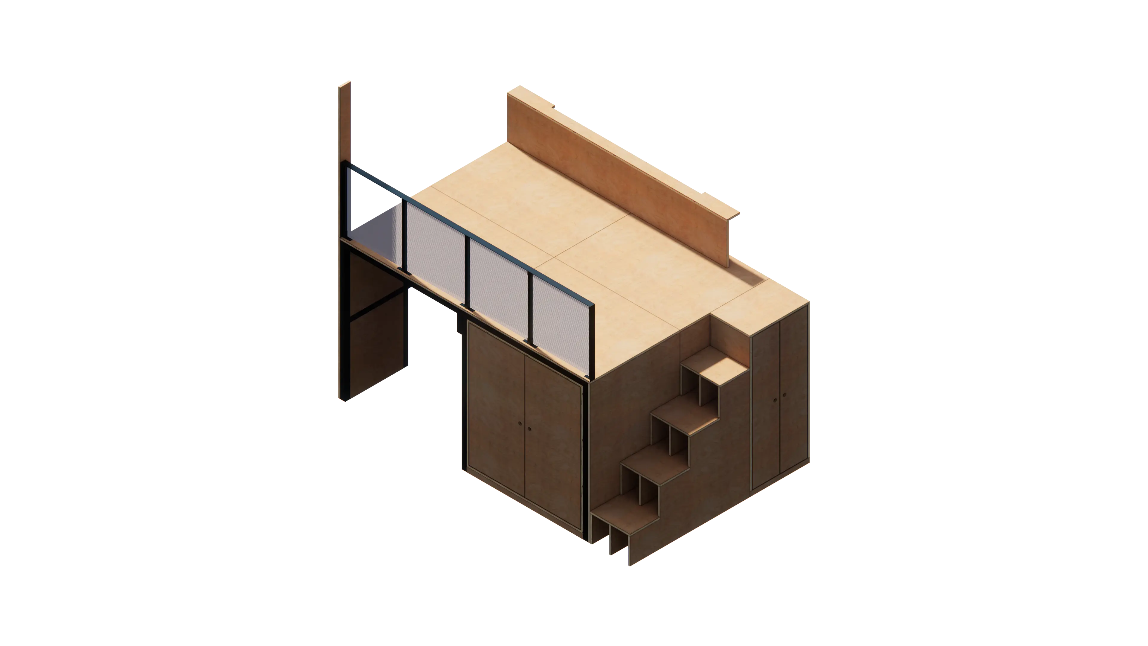 High Park isometric view of bed and closet structure