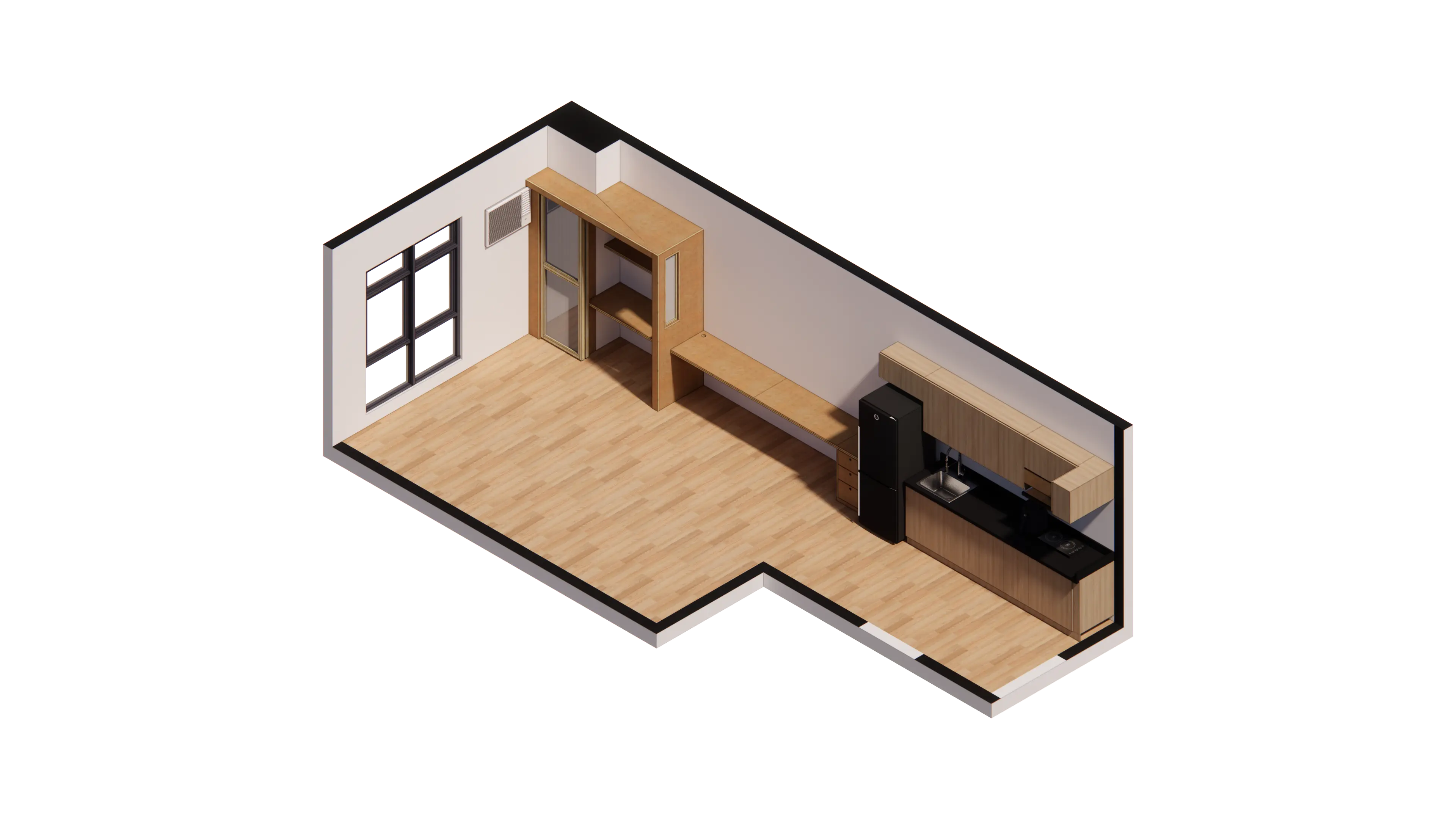 High Park isometric view kitchen and work area