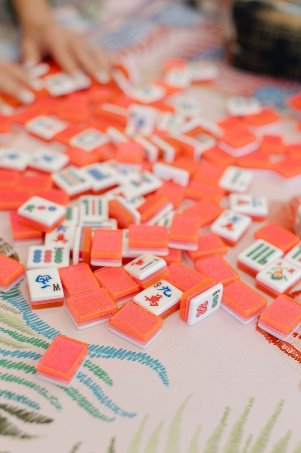 Mahjong tiles and dice detail