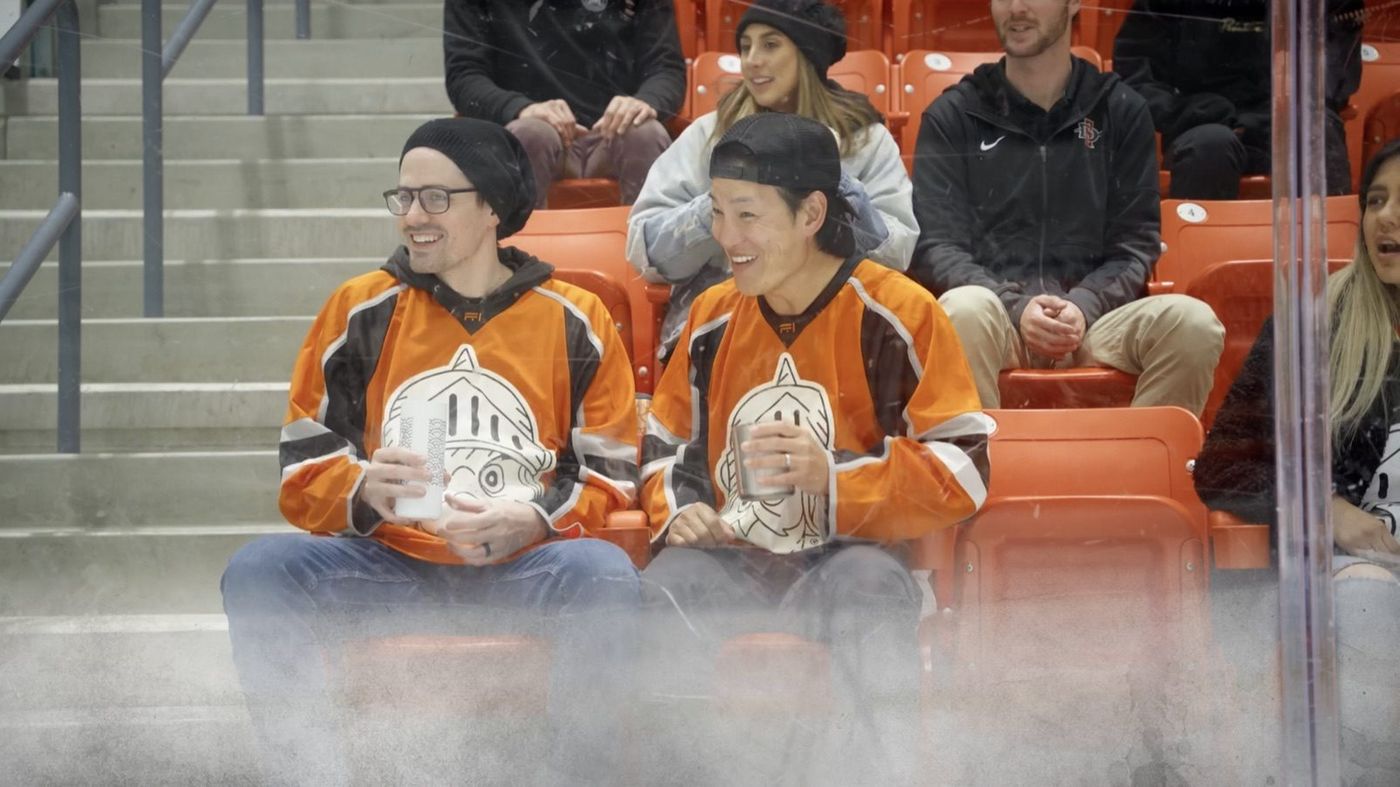 Fans wearing Sir Owlverick's gear at the arena