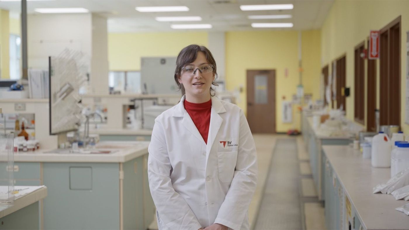 Ellen, 3V Sigma chemist, on camera