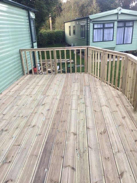 Caravan deck and balustrade from the side