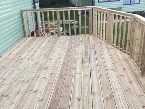 Caravan deck and balustrade from the side