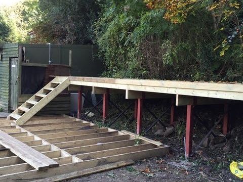 Raised deck frame taking shape