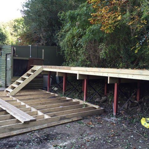 Raised deck frame taking shape