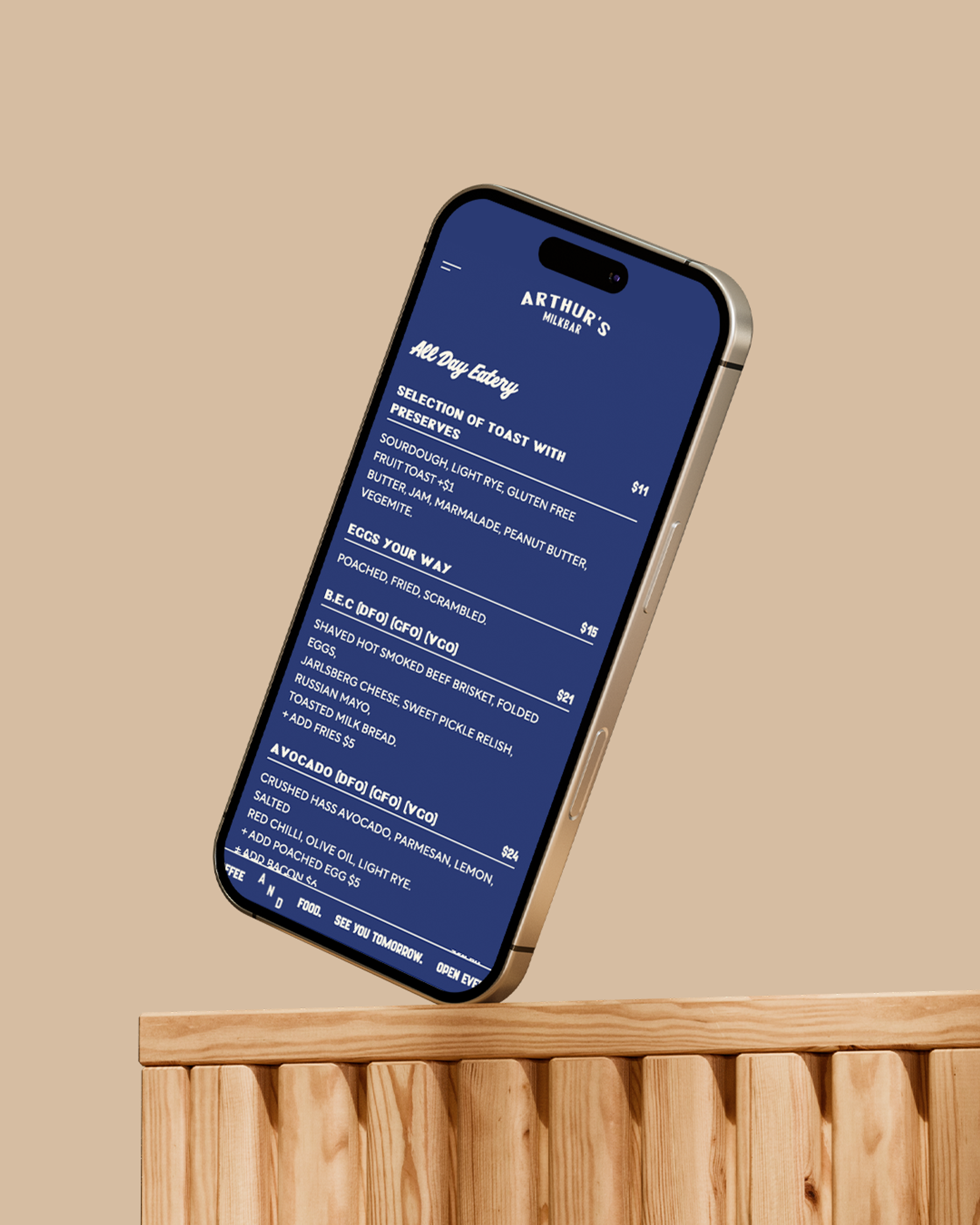 Arthurs website on an iphone