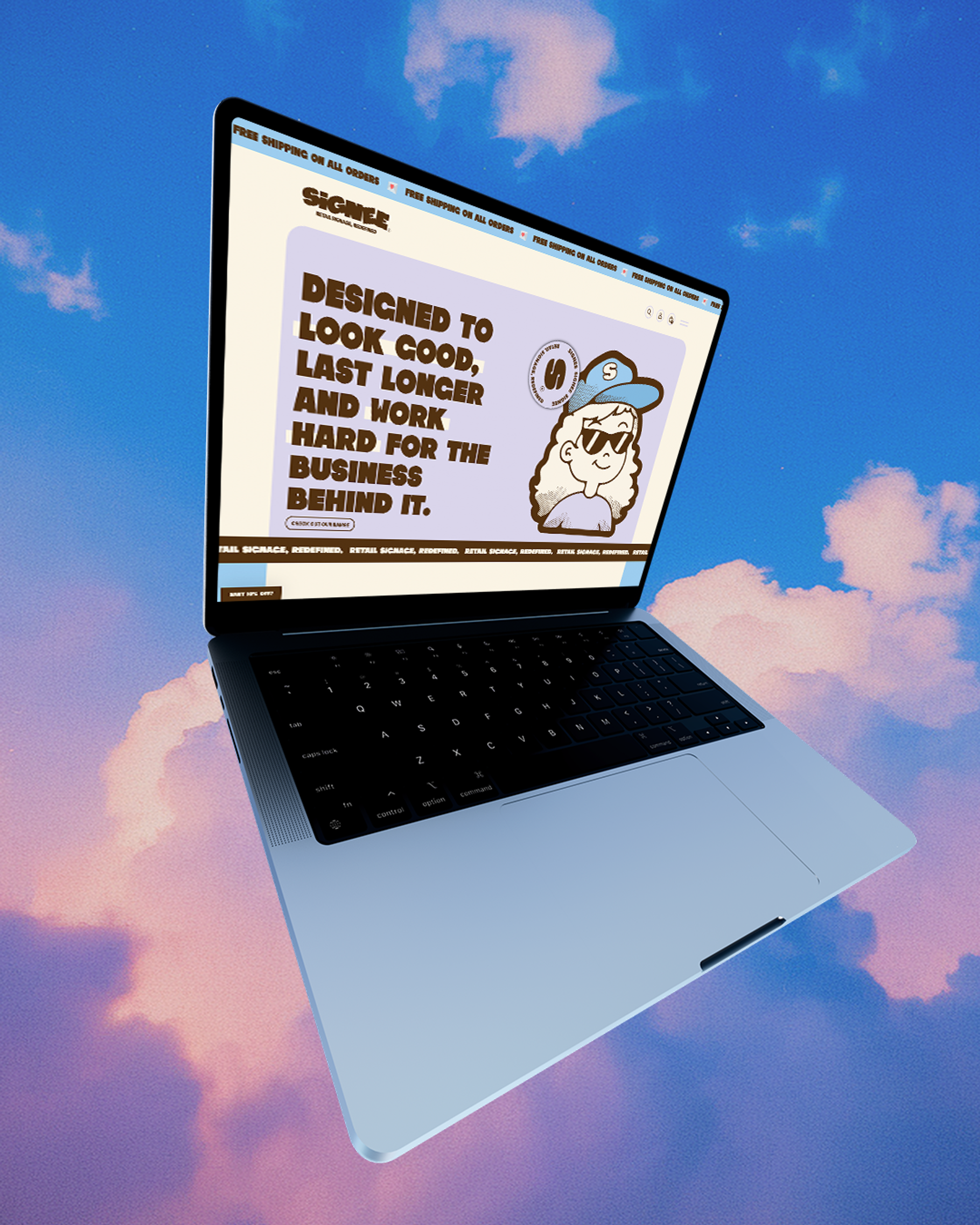 Signee website displayed on a laptop