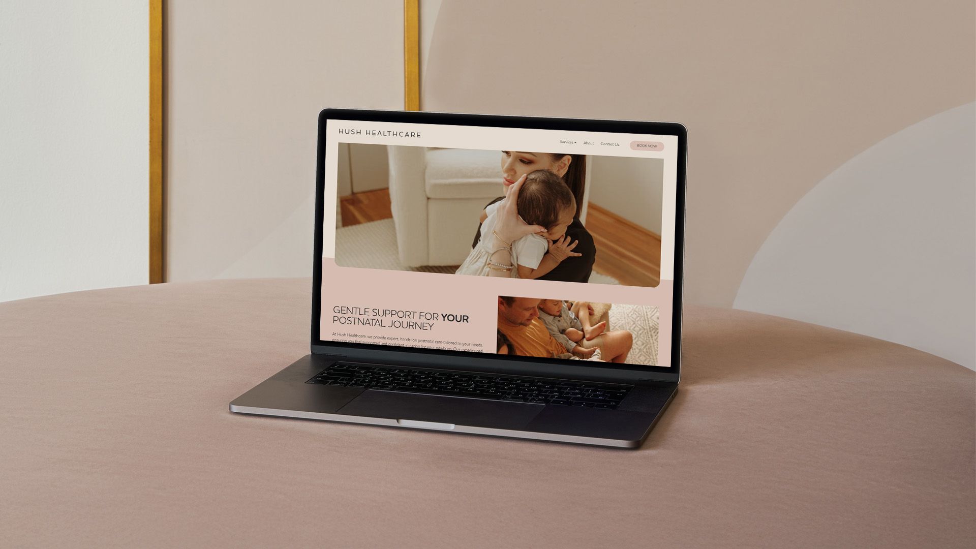 Hush Healthcare website on laptop